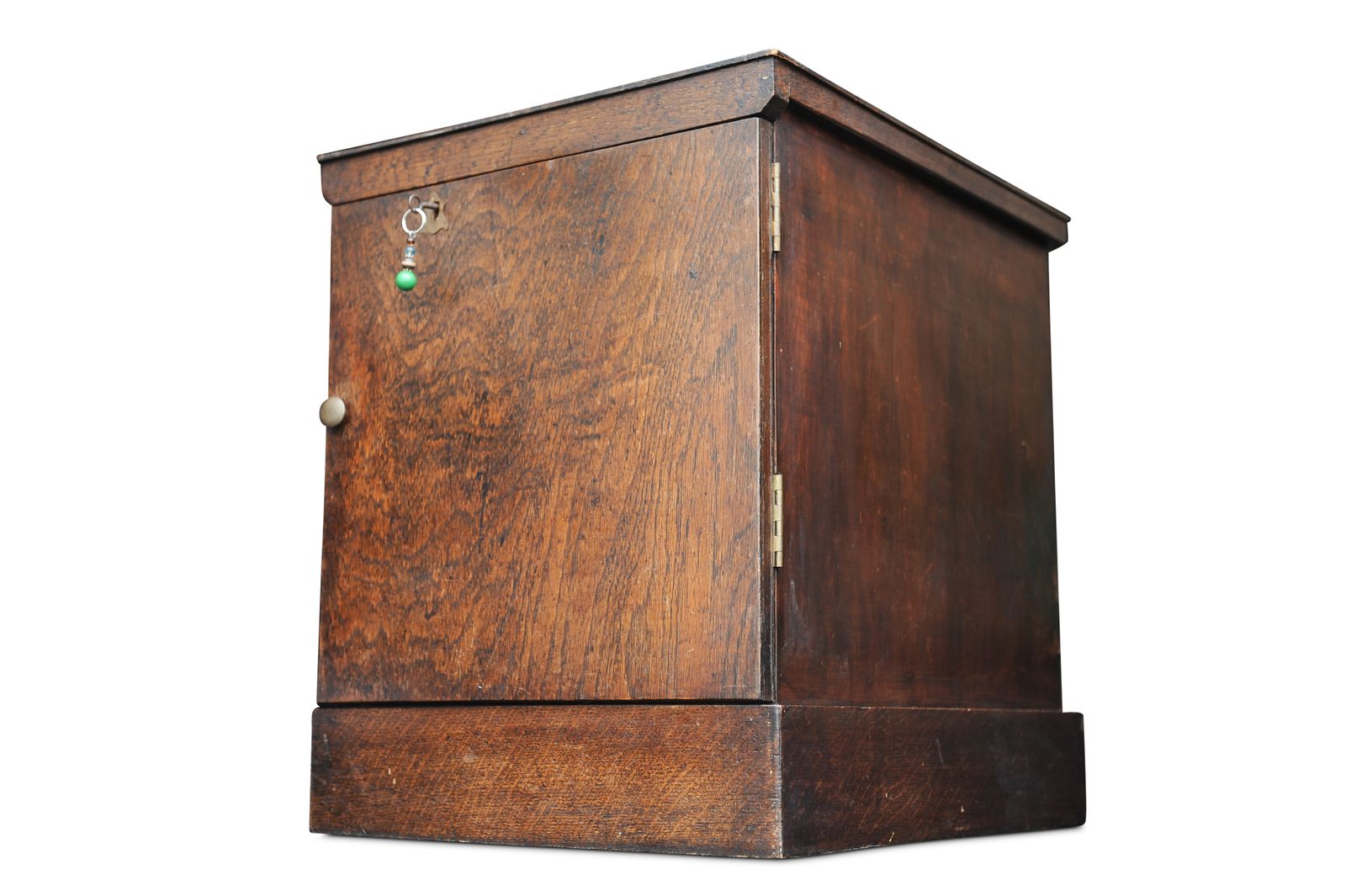 Victorian Oak Library Three Drawer Lockable Collectors Cabinet Chest With Brass Fixtures photo vintage
