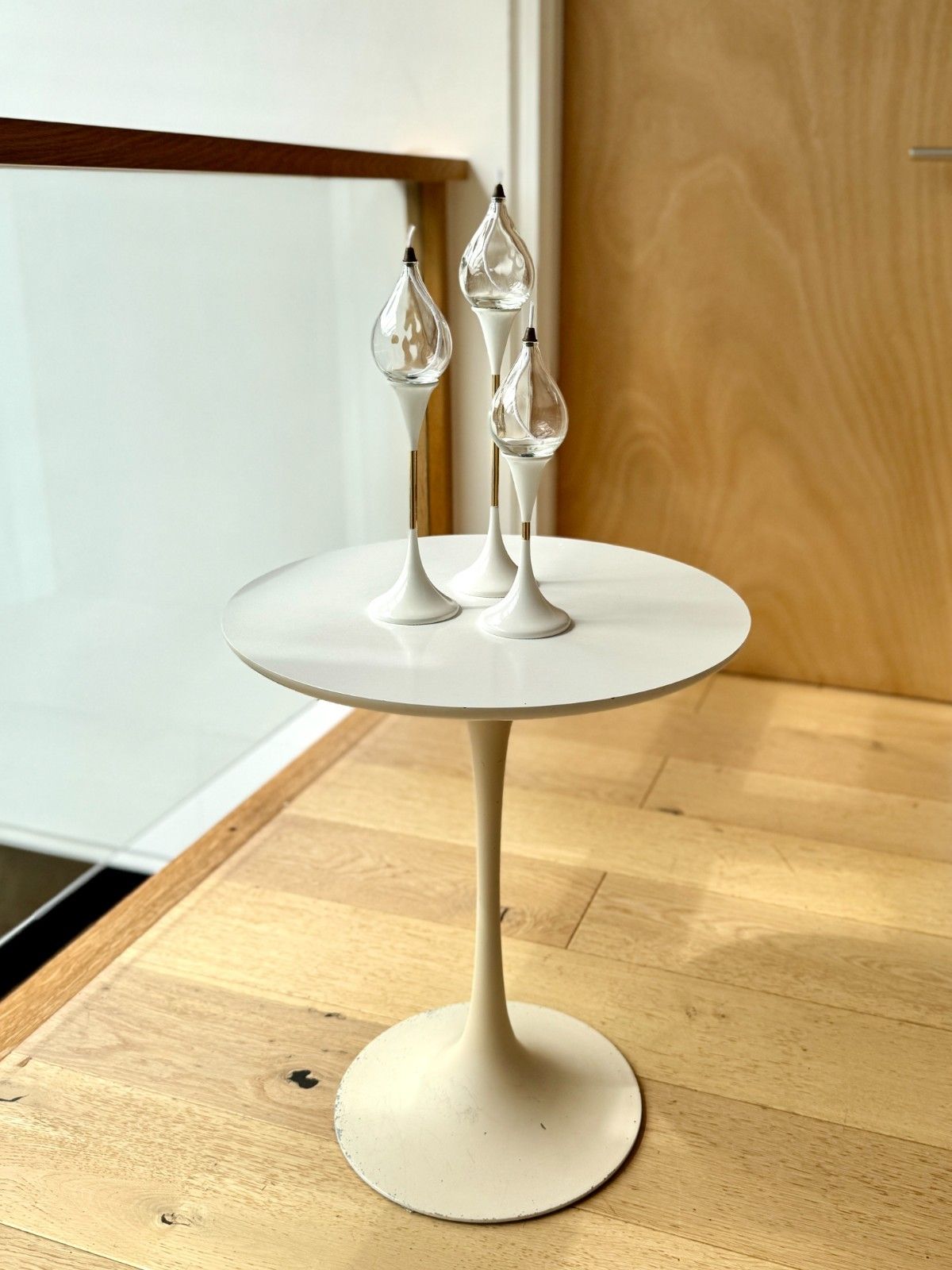 Rare 1970s Space Age Clear Drops Trio By Freddie Andersen In White & Gold, Boxed photo buy
