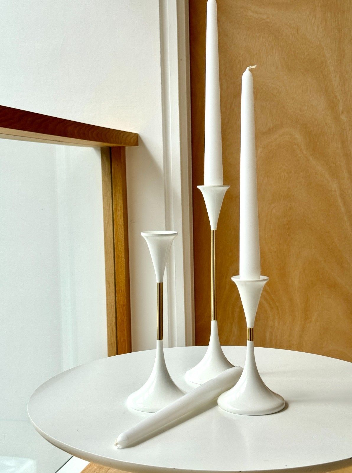 Home Decor Rare 1970s Space Age Clear Drops Trio By Freddie Andersen In White & Gold, Boxed photo