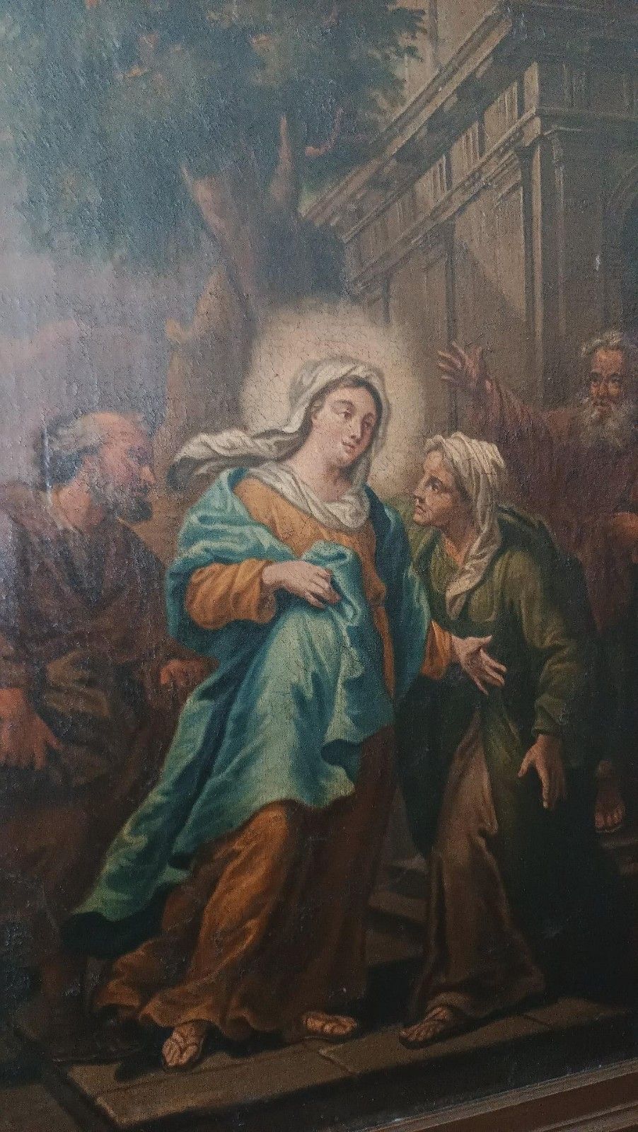 Antique Italian School 18th Century Oil Painting On Canvas Visitation photo Art