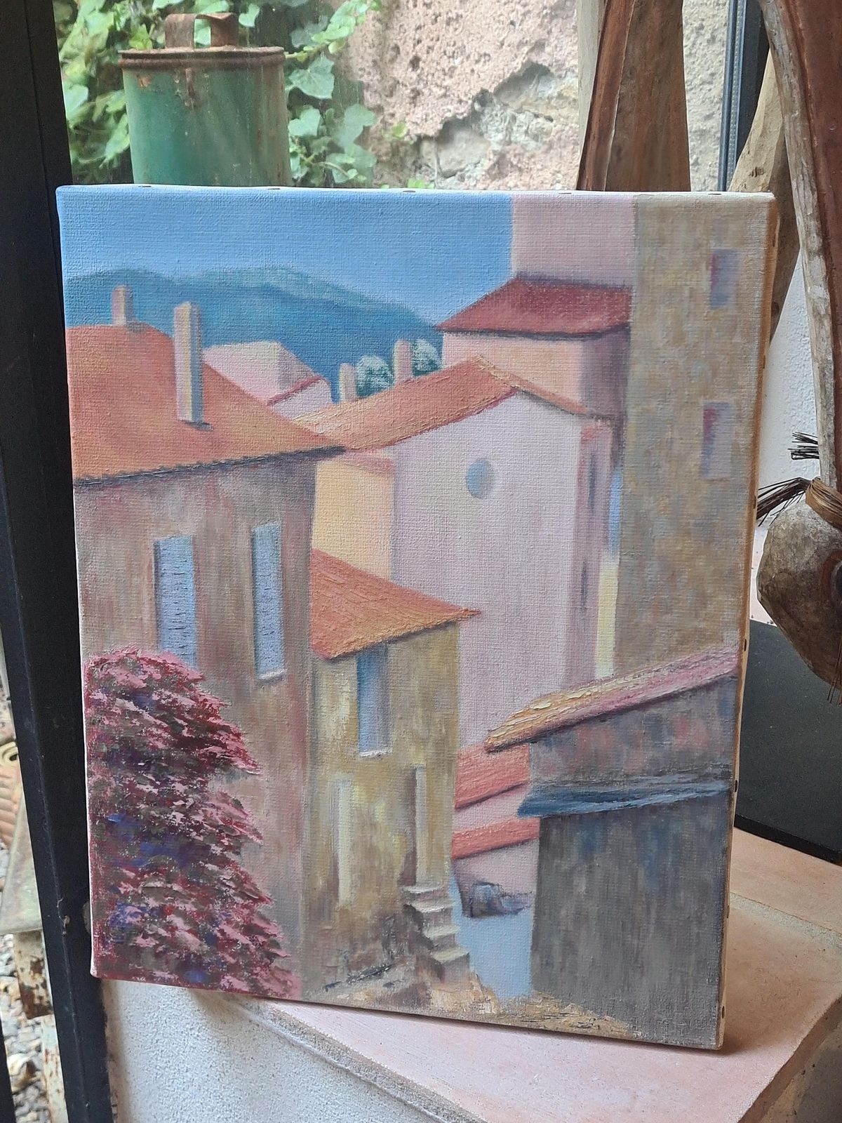Colourful Modern French Landscape, The Roofs Of St Tropez By Isabelle Pardoe photo vintage