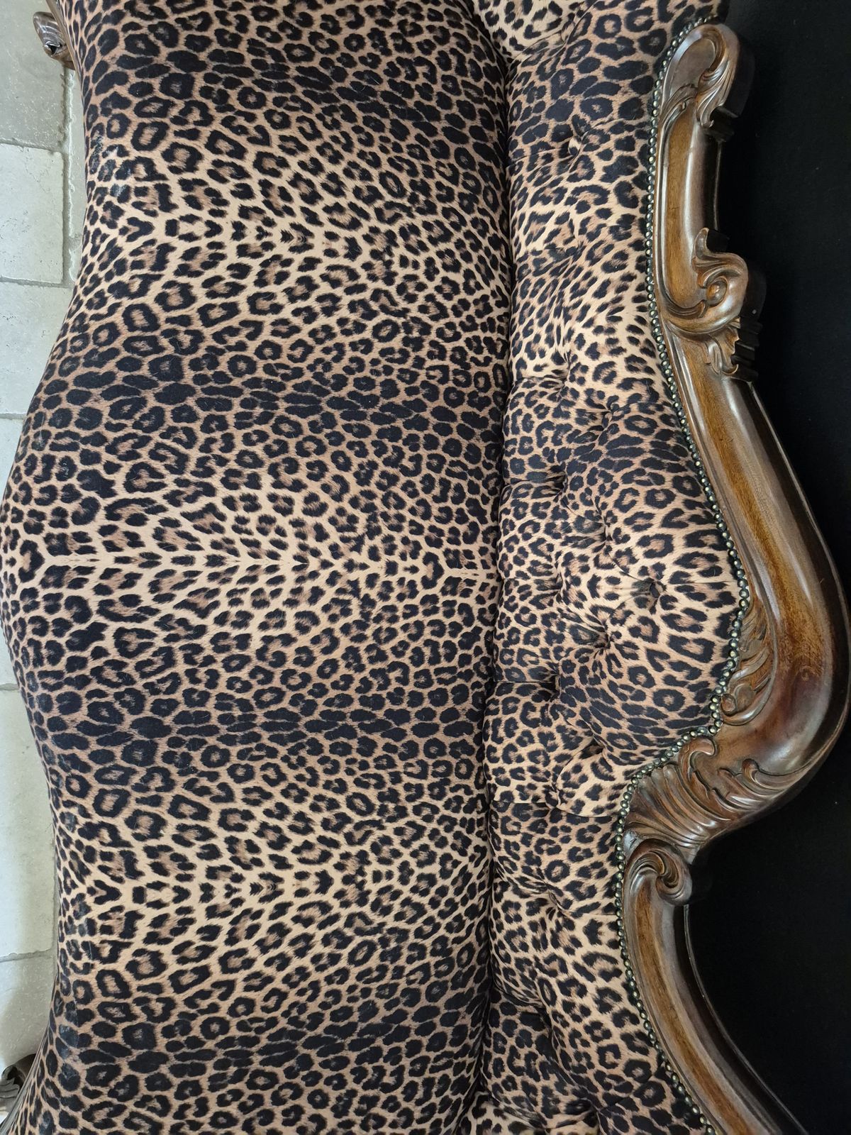 Victorian Mahogany Chaise Longue   Leopard/Velvet Material photo buy