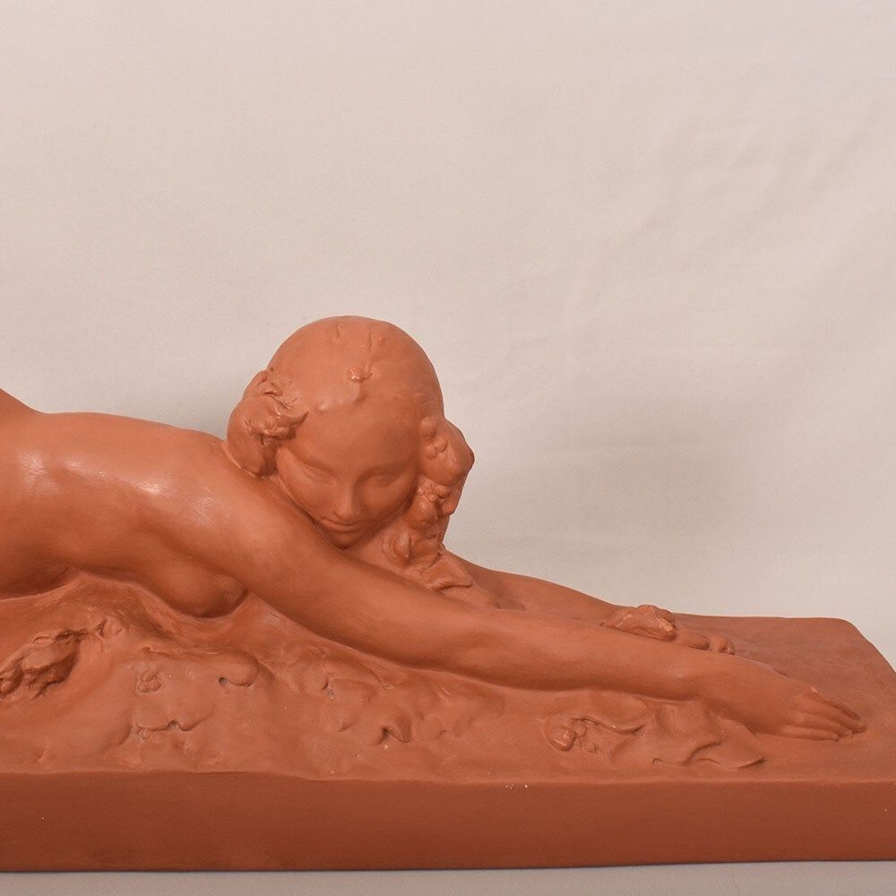 Art Déco Sculpture, Terracotta, Nude Of Young Lying Woman, Amedeo Gennarelli, XX. (Stte97) photo for sale