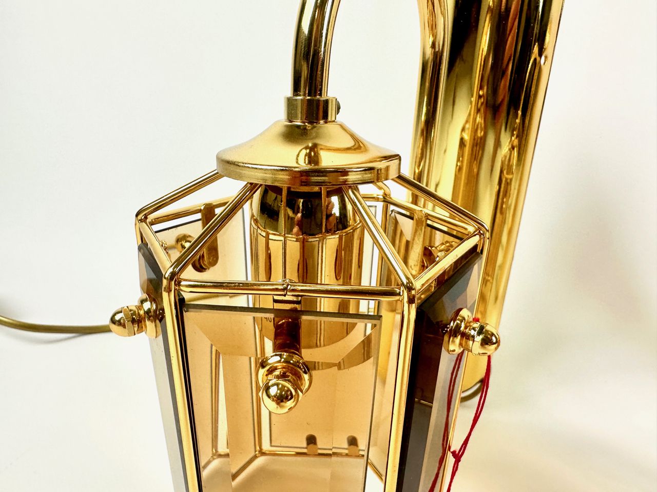 Gold Plated Smoked Glass Wall Lamps Model 1720 1 From Sego Armatur As, Sweden, 1970s, Set Of 2 photo vintage