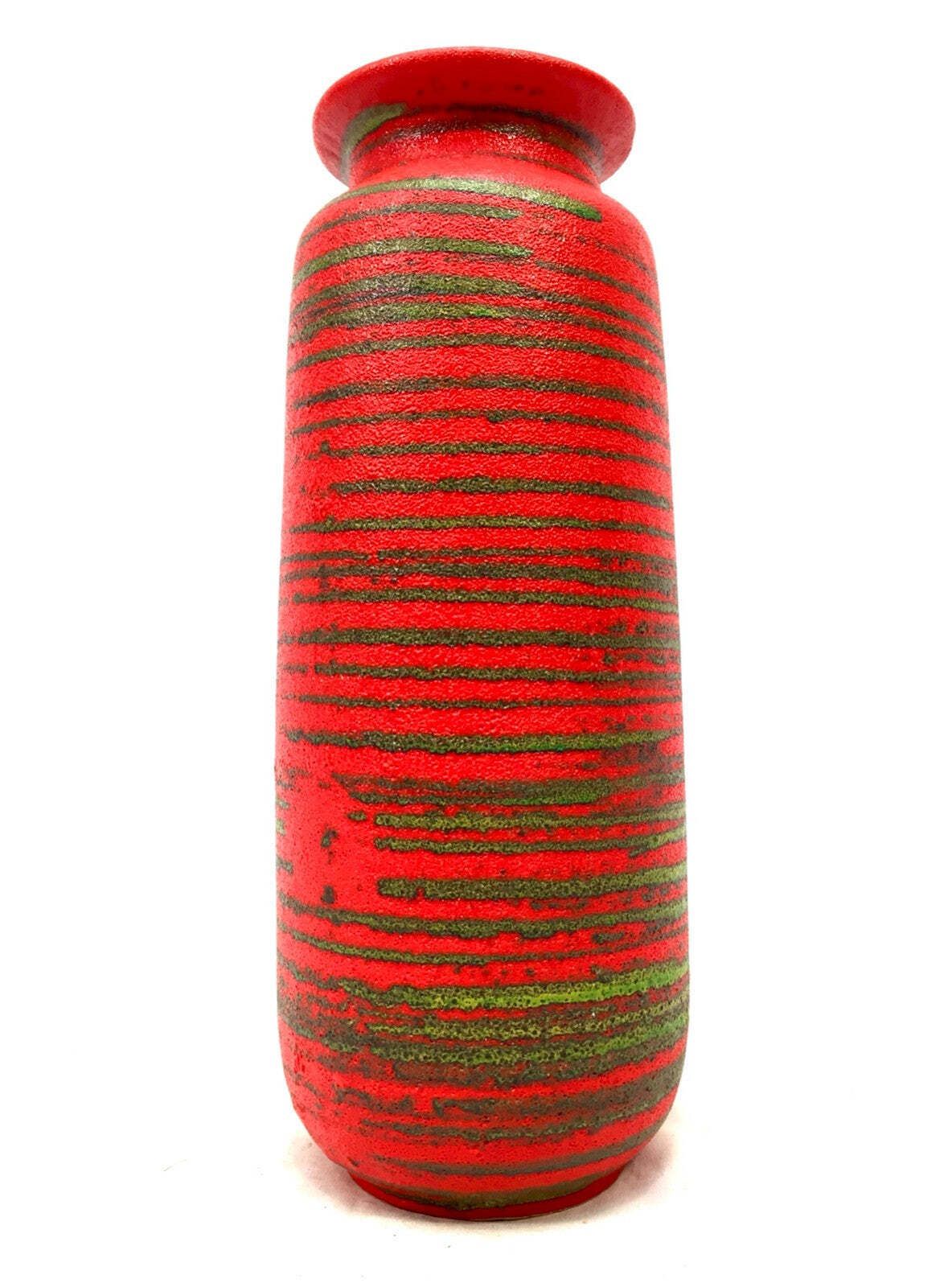 Vintage West German Scheurich Pottery Vase Red And Green Retro 1970's photo Home Decor