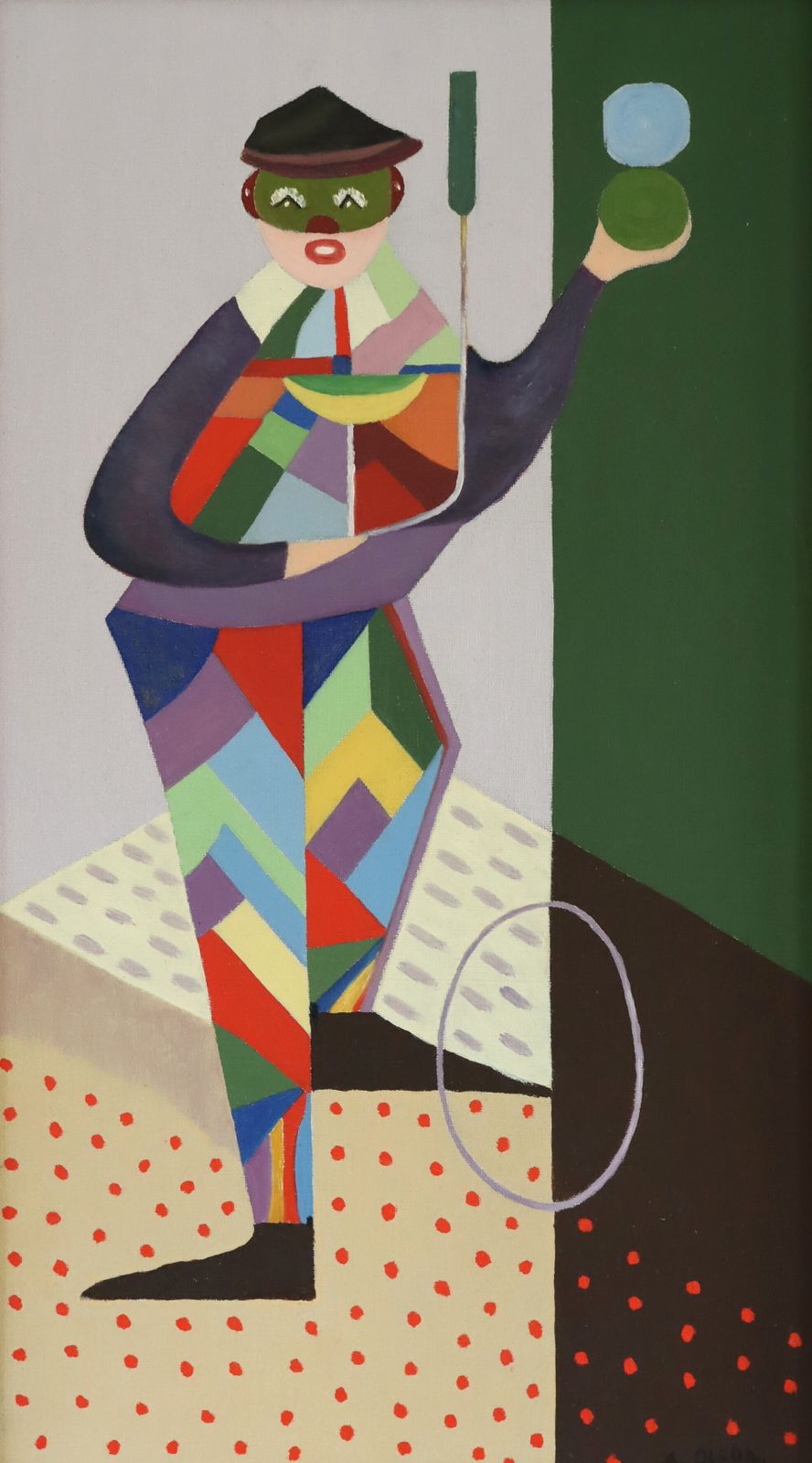 501.0 The Juggler Oil Painting, Mid 20th Century photo