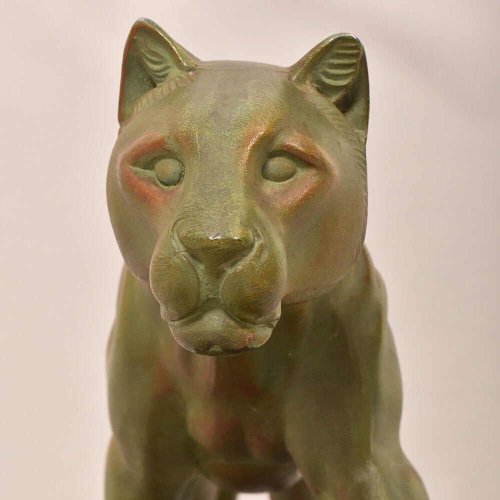 Antique Antimony Statues, Leducq Marcel, Art Déco, Panther. (Stan95) photo 1600.0