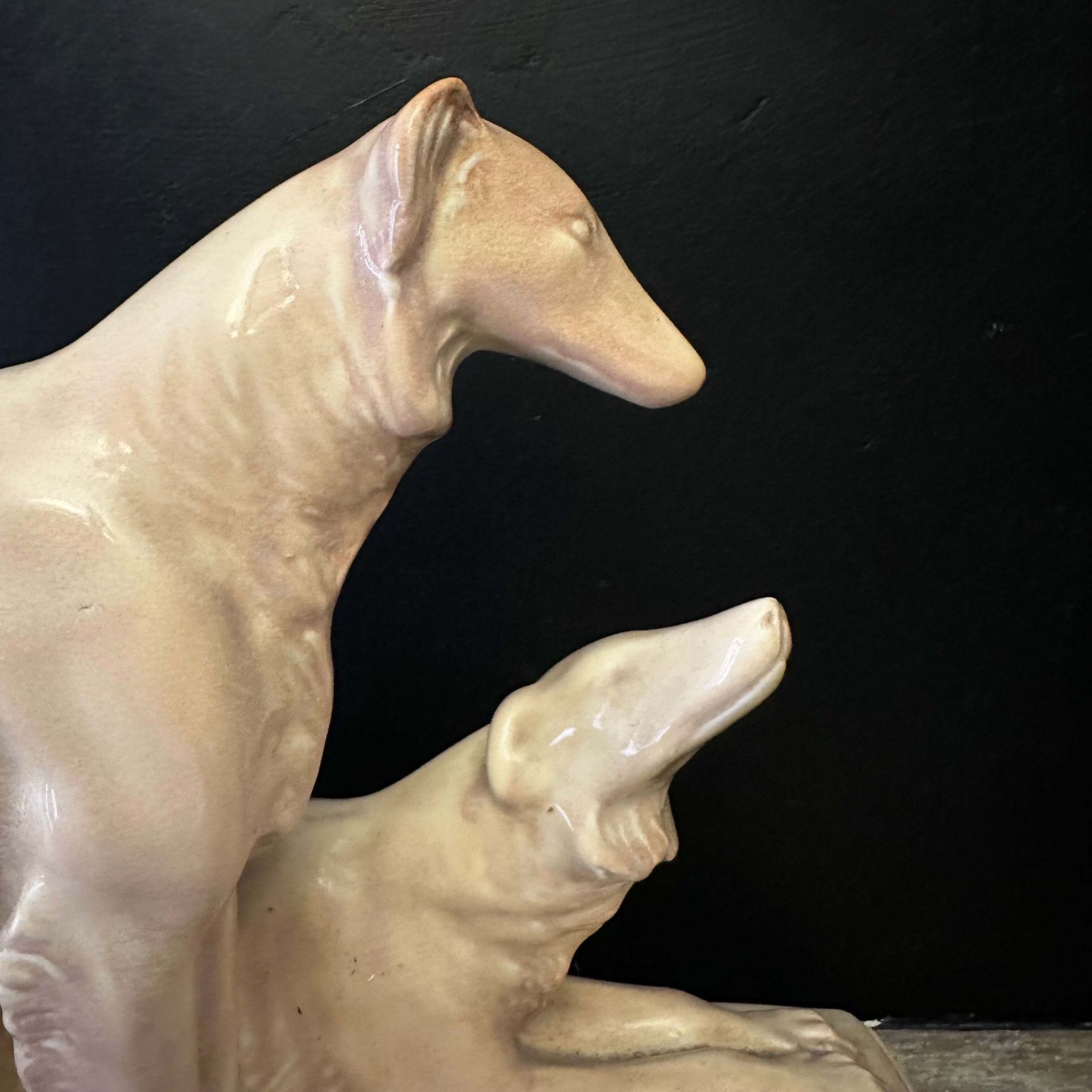 French Art Deco Greyhound/Borzois Group — C.1930 Fiaence Ceramic photo Art