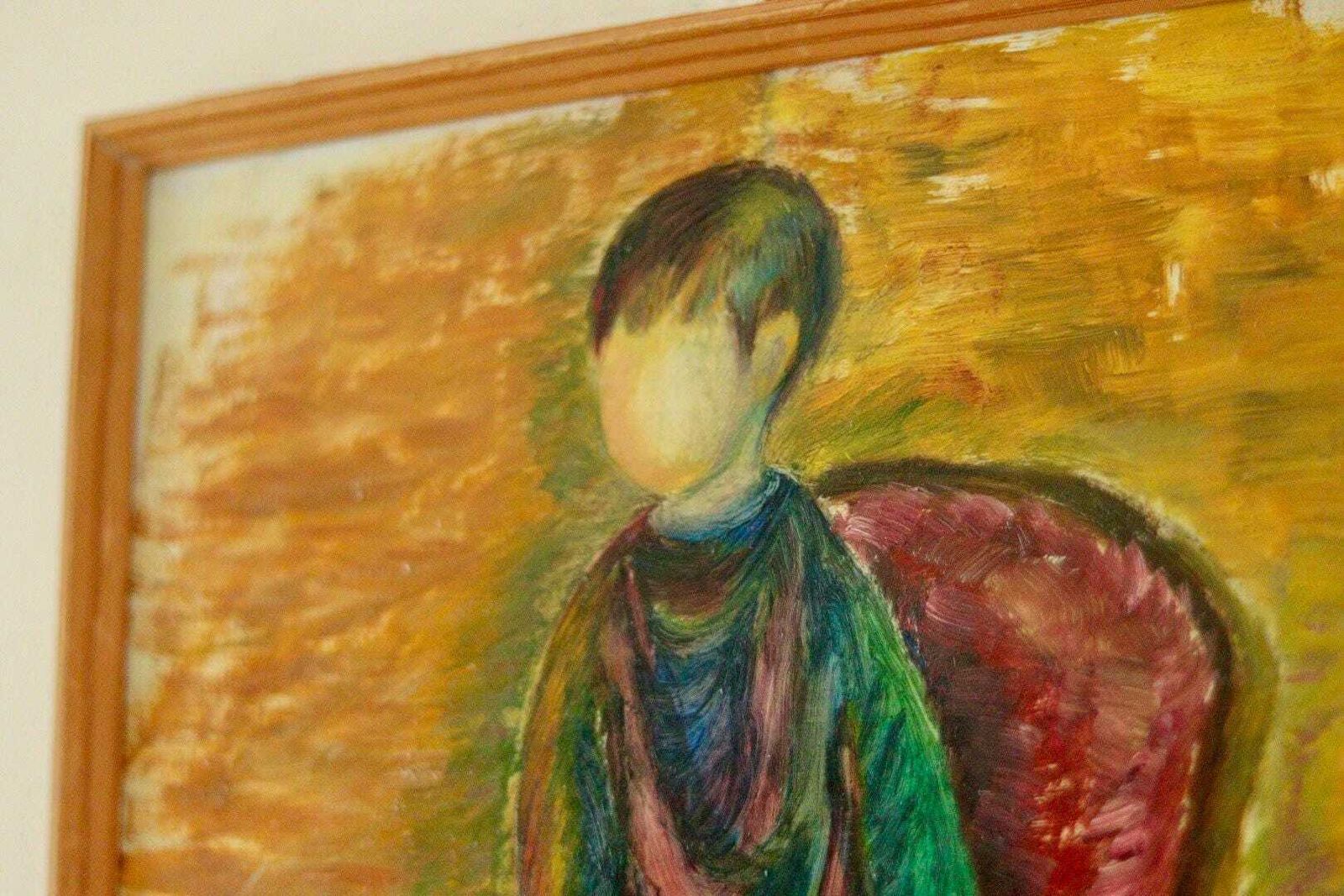 Original Vintage Oil On Panel – "Sitting Woman" Sir Falk 68 – Framed, 44.5 X 30.5 Cm (17.5" X 12") photo vinterior