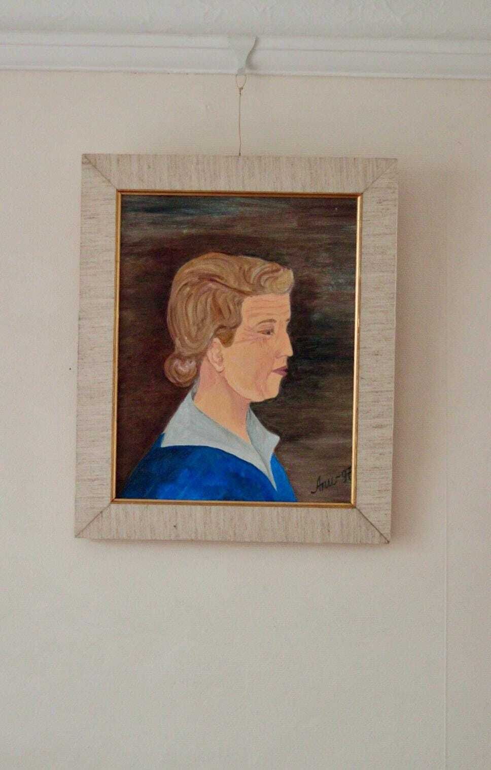 Original Vintage Oil On Canvas – "Portrait Of A Woman" Anu 97 – Framed, 42.5 X 35 Cm (16.7" X 13.8") photo 245.0