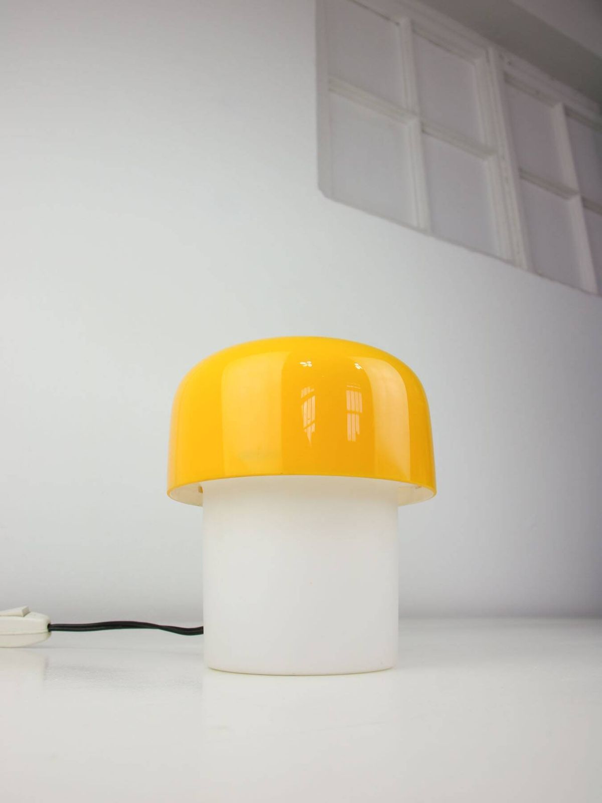 Rare Yellow Mushroom Table Lamp By Luigi Massoni For Guzzini, 1970s photo furniture