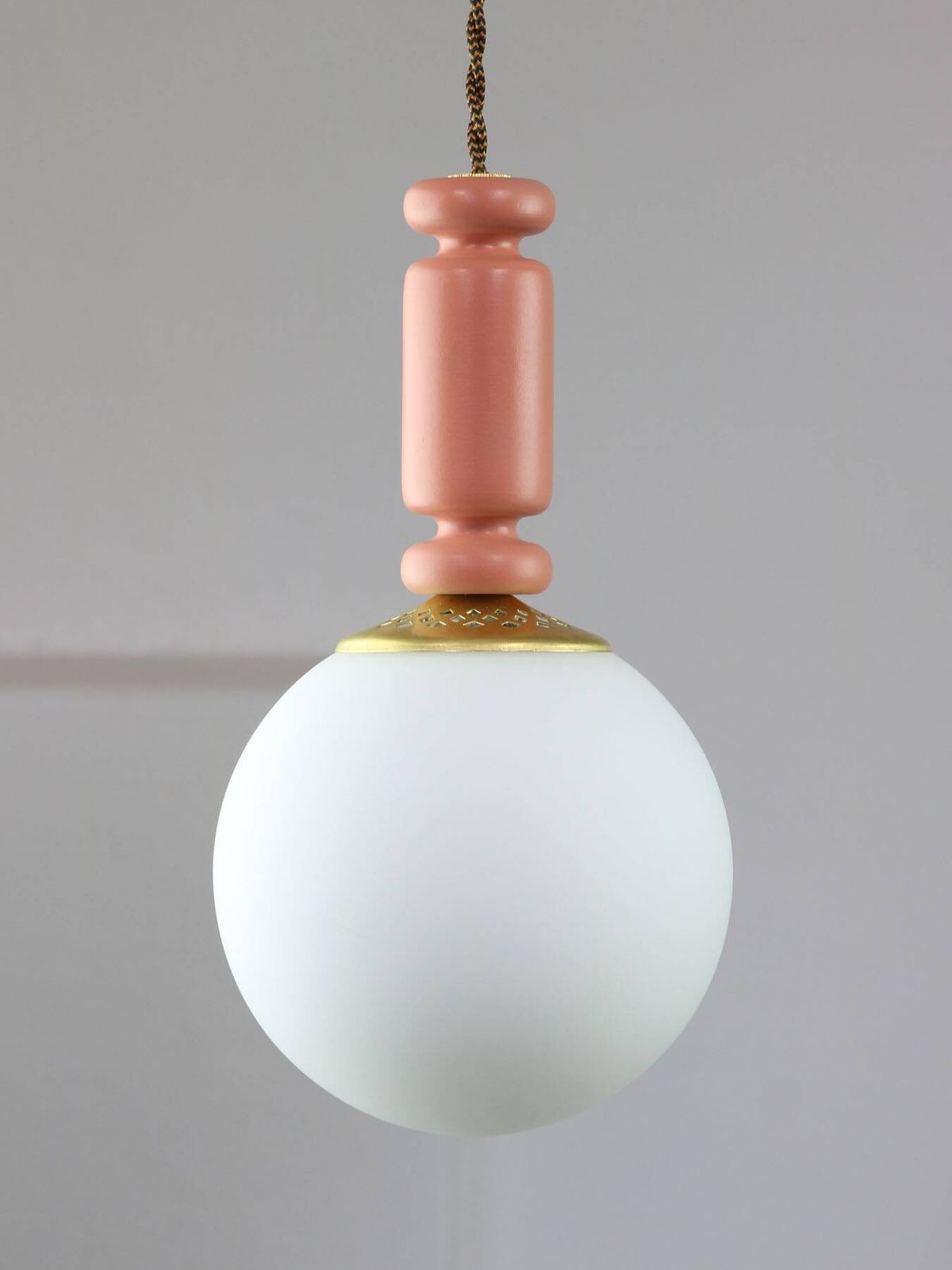 Mid Century Italian Brass & Opaline Glass Pendant Lamps, Set Of 2 photo 423.0
