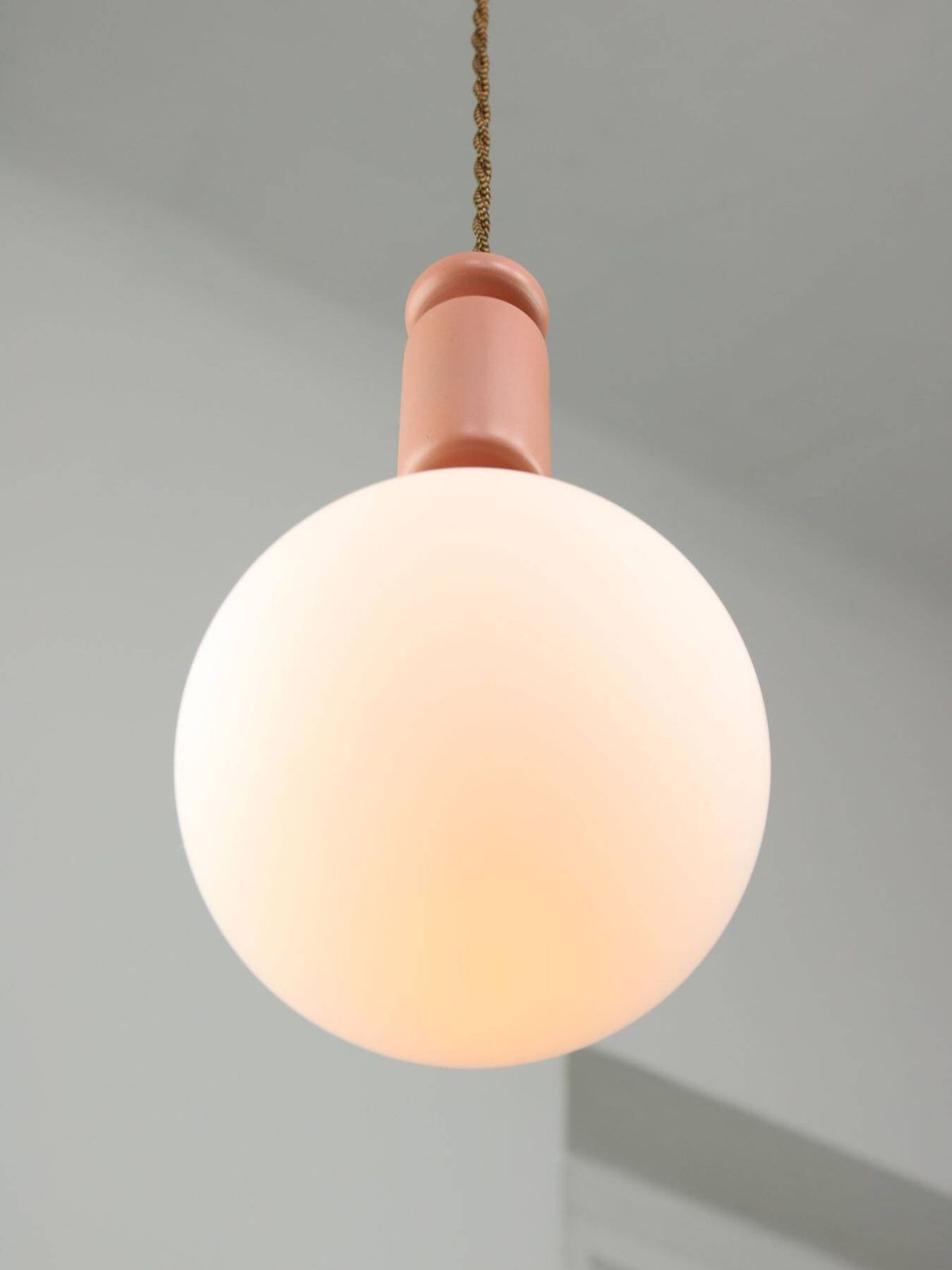 423.0 Mid Century Italian Brass & Opaline Glass Pendant Lamps, Set Of 2 photo