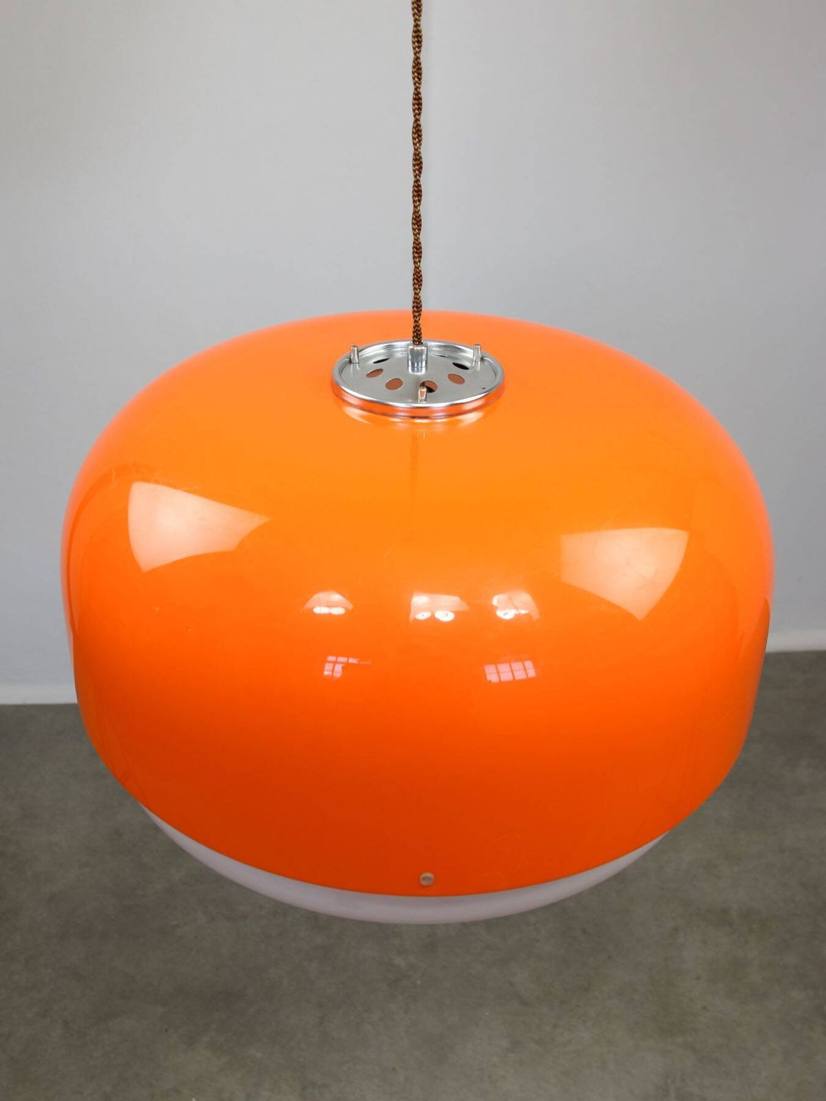 photo vintage Rare Xxl Orange Medusa Pendant Lamp From Guzzini, 1970s