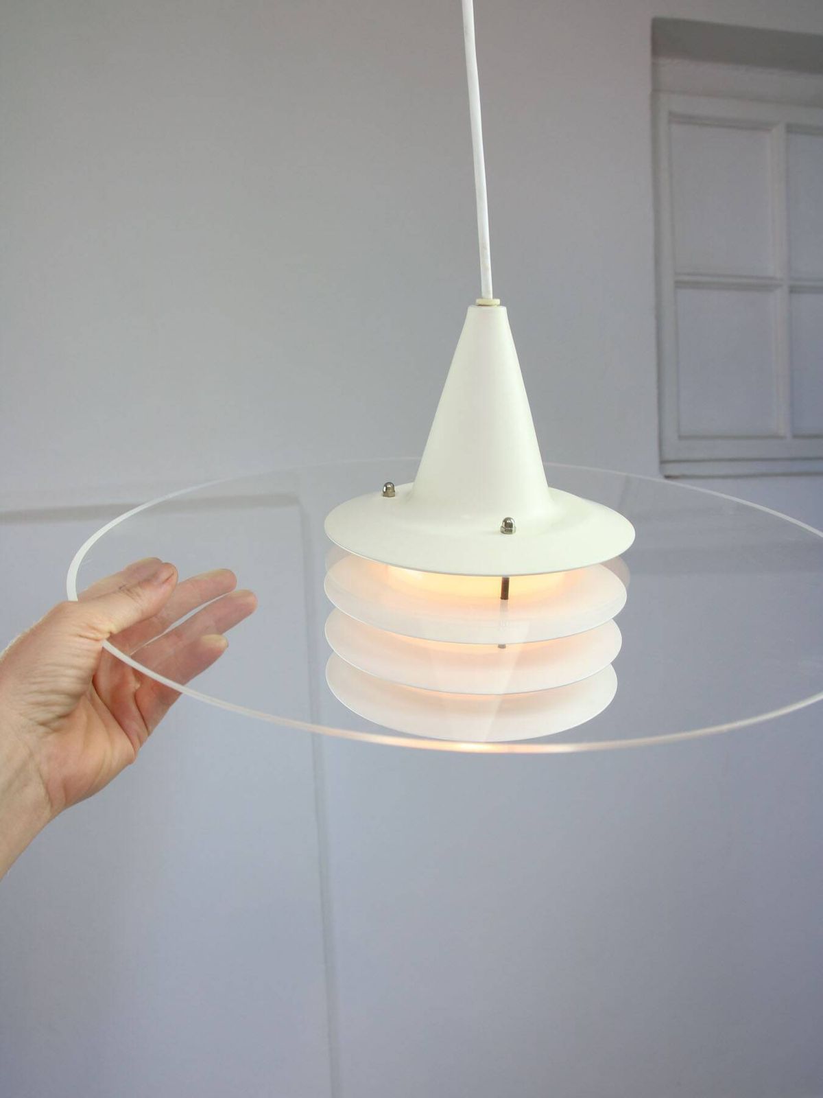 Scandinavian Duett Plexiglas And Metal Pendant Lamp From Landskrona Sweden photo vinterior
