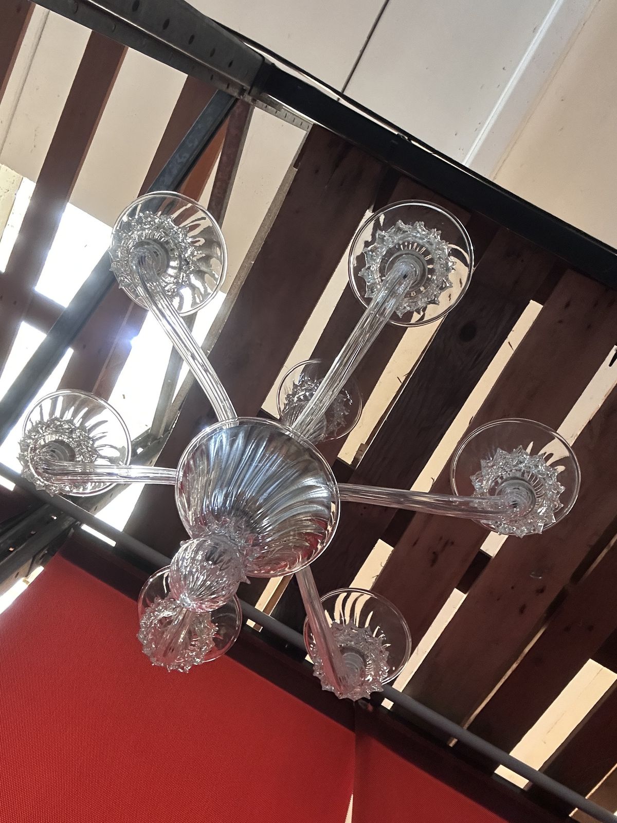Contemporary Transparent Murano Glass Chandelier With Trasparent Rostrato Boubeches photo vinterior