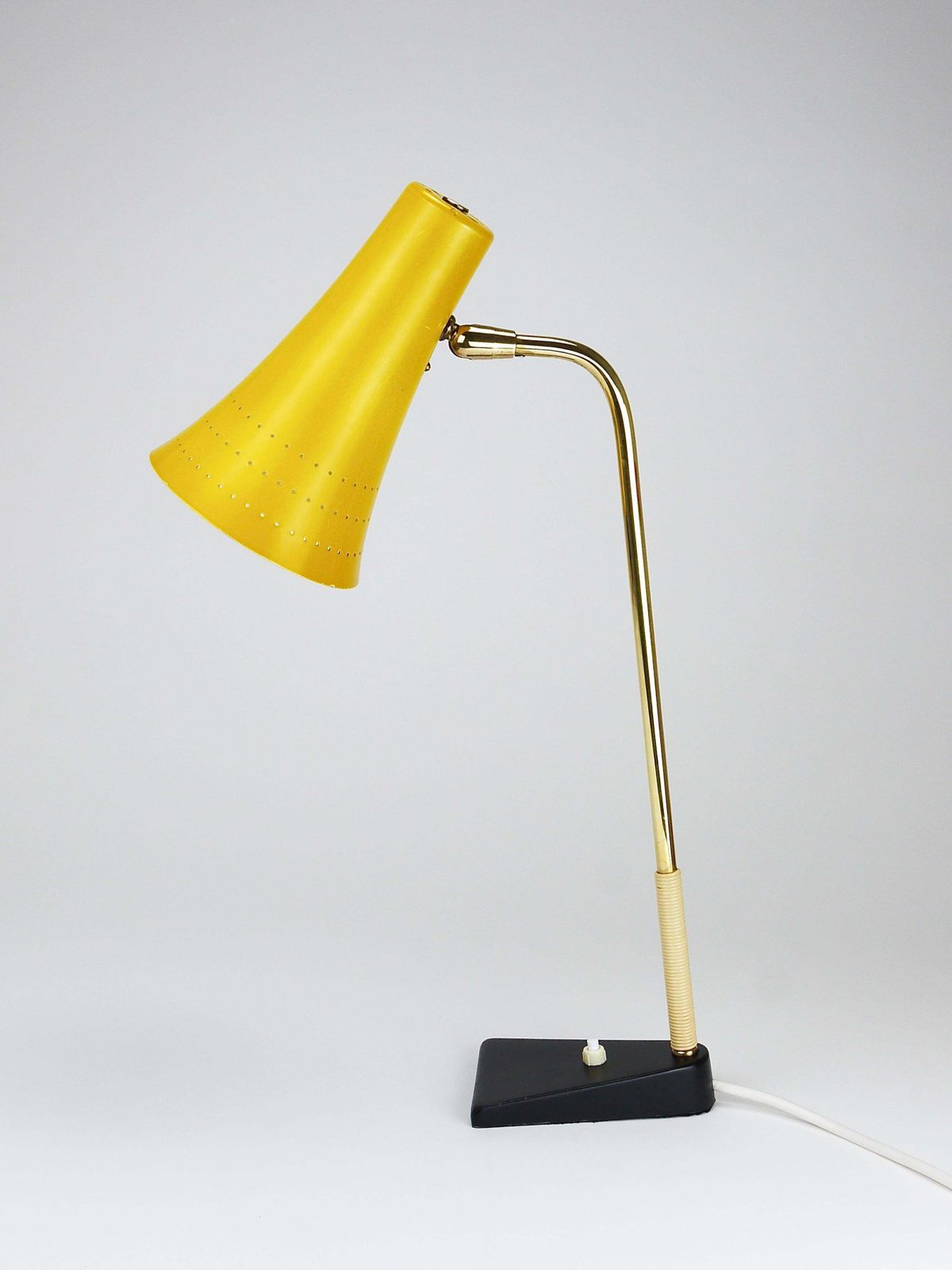 1659.0 J.T. Kalmar Yellow Table Desk Side Lamp, Brass & Iron, Vienna, Austria, 1950s photo