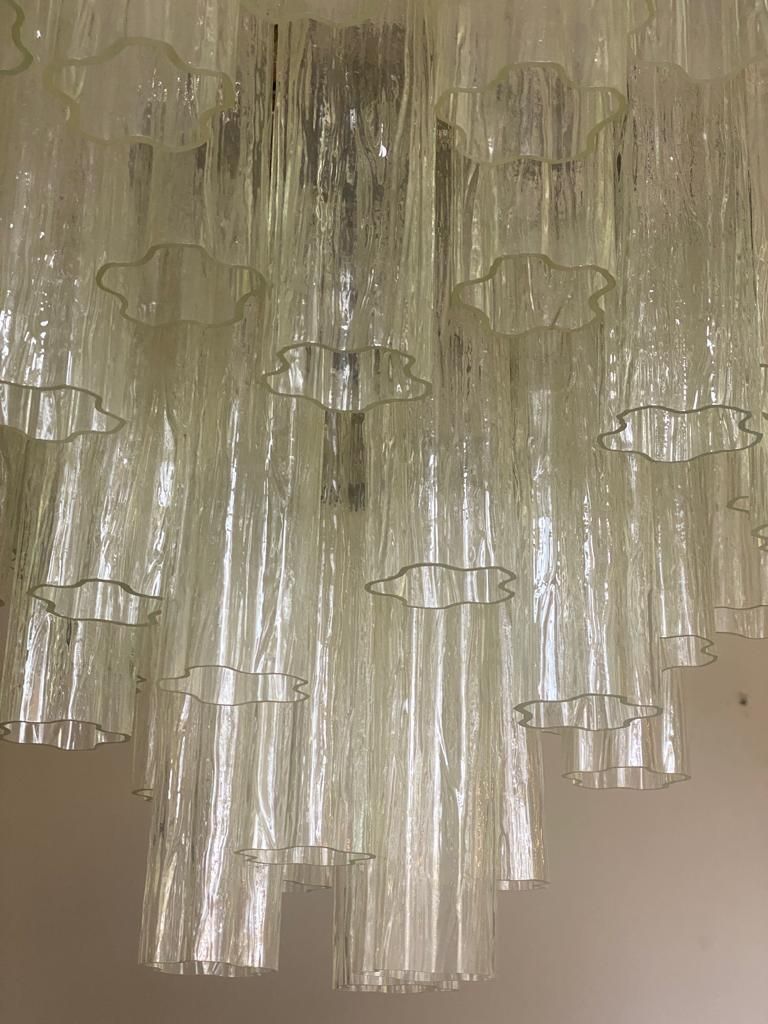 Contemporary Champagne "Tronchi" Murano Glass Chandelier In Venini Style photo Lighting