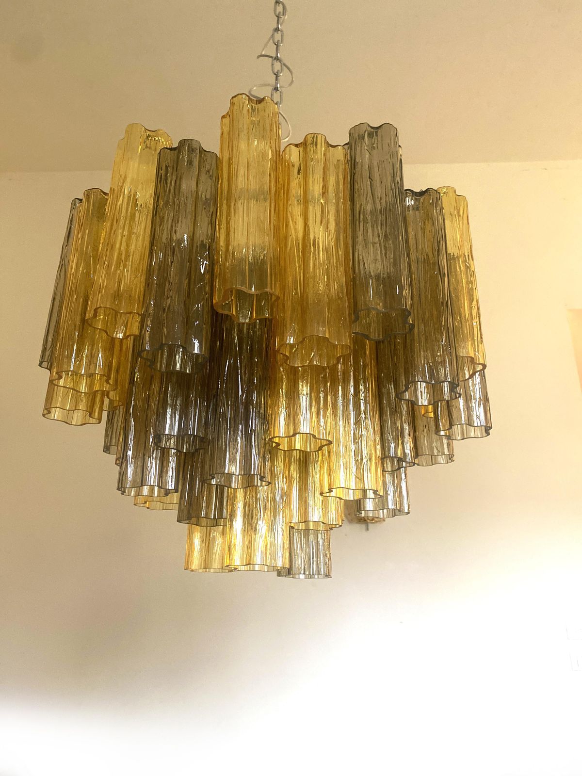 Amber And Fume’ “Tronchi” Murano Glass Chandelier In Venini Style photo 6286.0