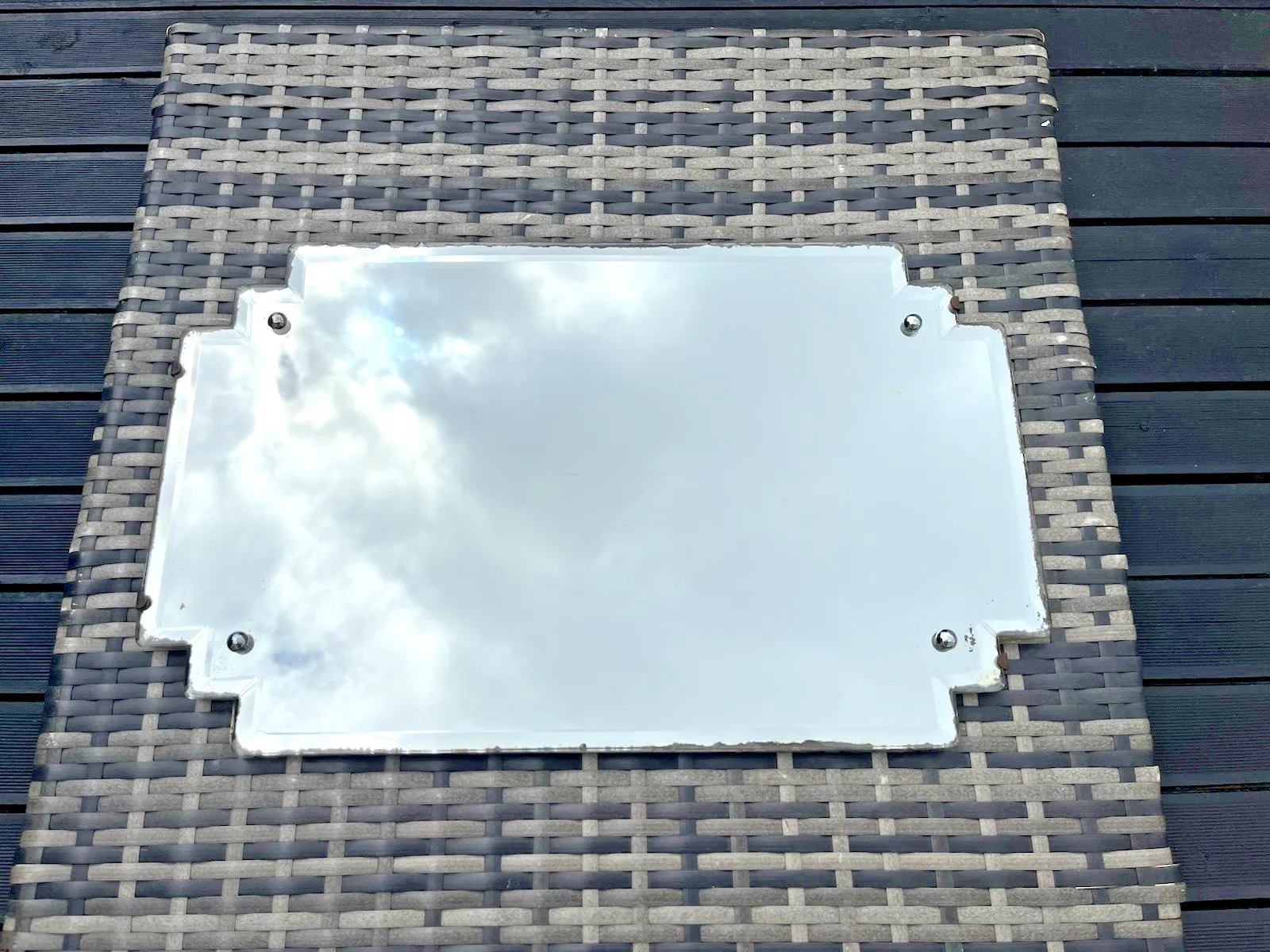 Antique 20's Art Deco Stepped Bevelled Bathroom Chrome Caps Mantel Wall Mirror photo 325.0