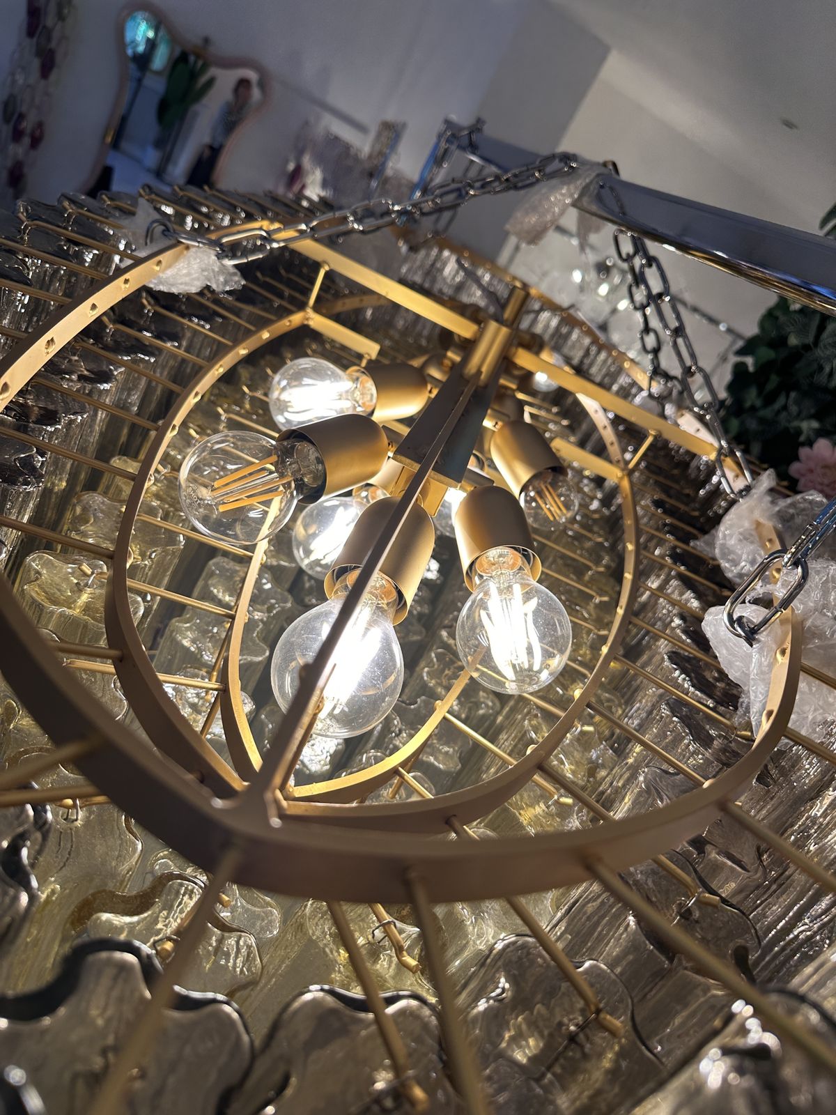 Contemporary Large Murano Glass Chandelier In Gold photo 21037.0