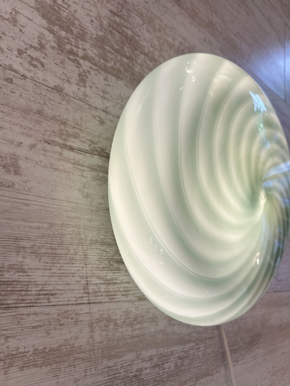 Italian Milky White And Green Swirls Murano Glass Flush Mount Or Wall Sconce photo buy