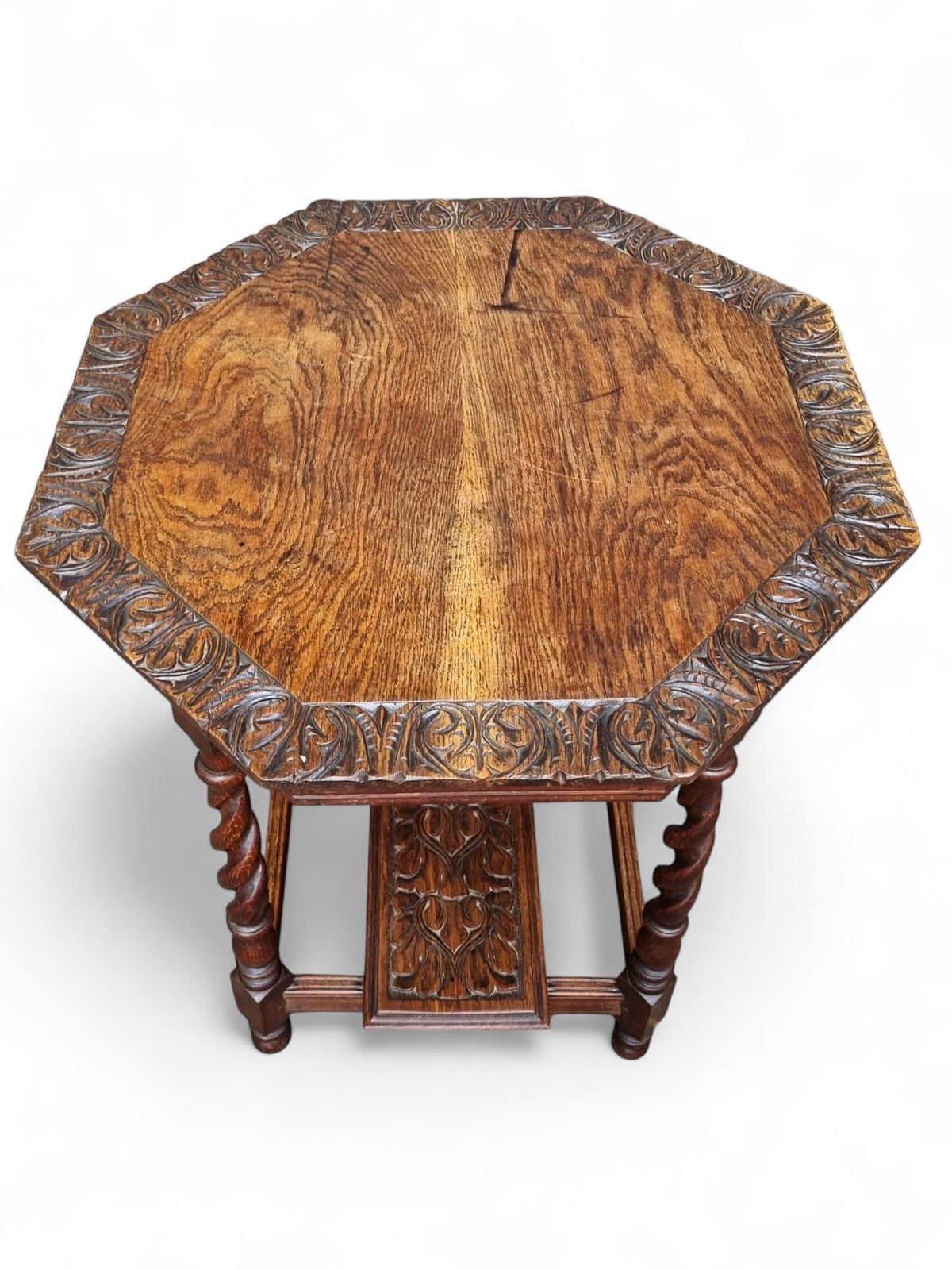 Antique Edwardian Six Sided Top Carving Occasional Table / Free Delivery photo for sale