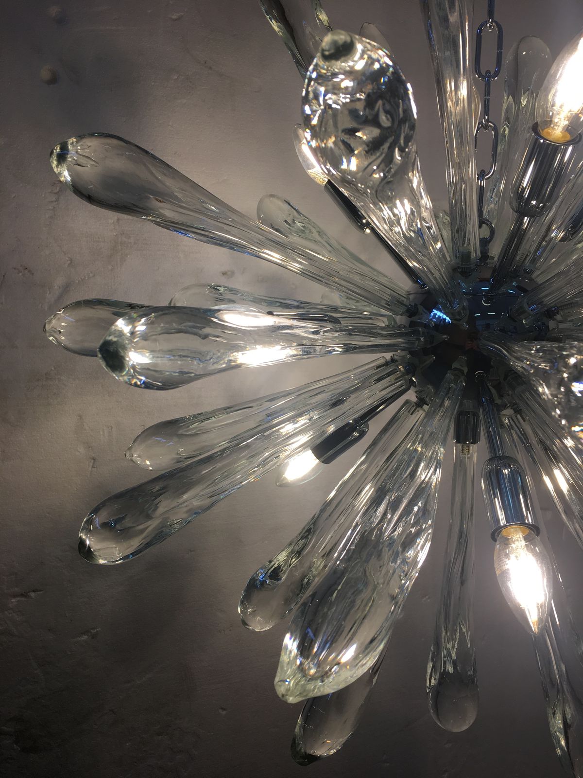 photo furniture Murano Glass Ice Clear Sputnik Italian Chandelier