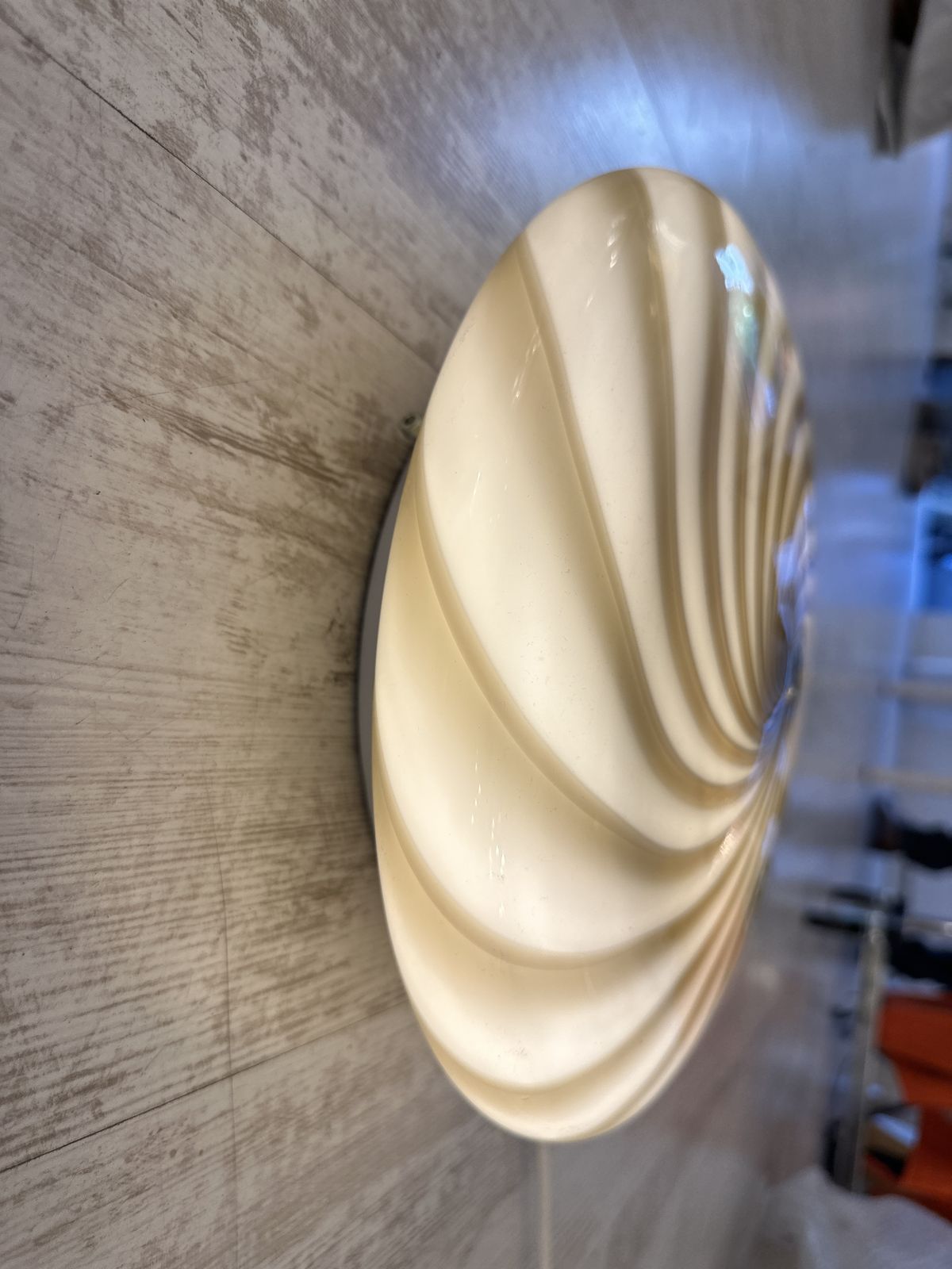 Contemporary Italian Milky White And Brown Swirls Murano Glass Flush Mount Or Wall Sconce photo vintage