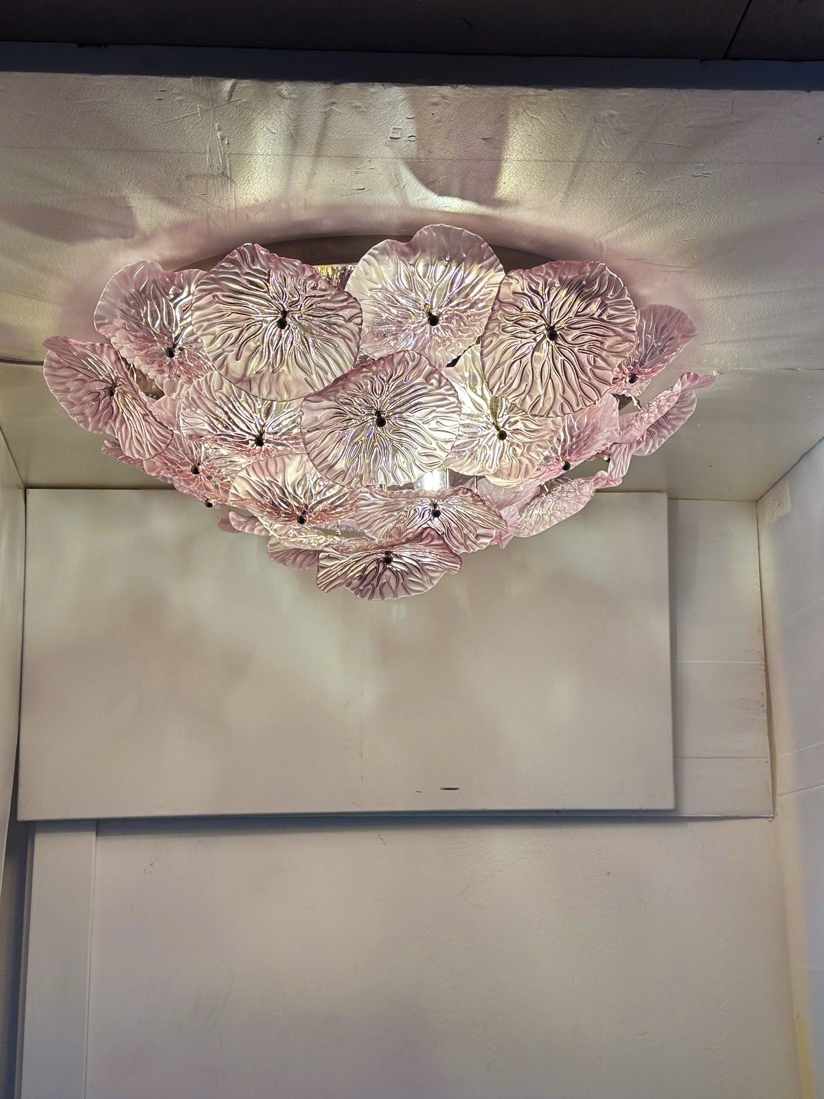 Contemporary Ametista Floral Murano Style Glass Flush Mount photo furniture