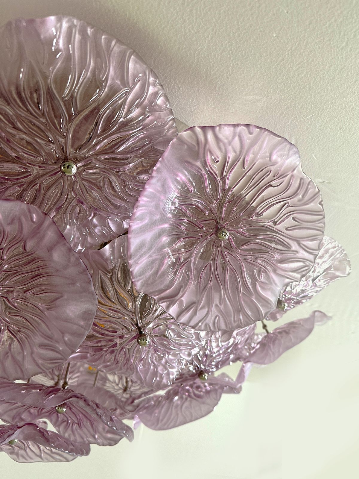 photo for sale Contemporary Ametista Floral Murano Style Glass Flush Mount