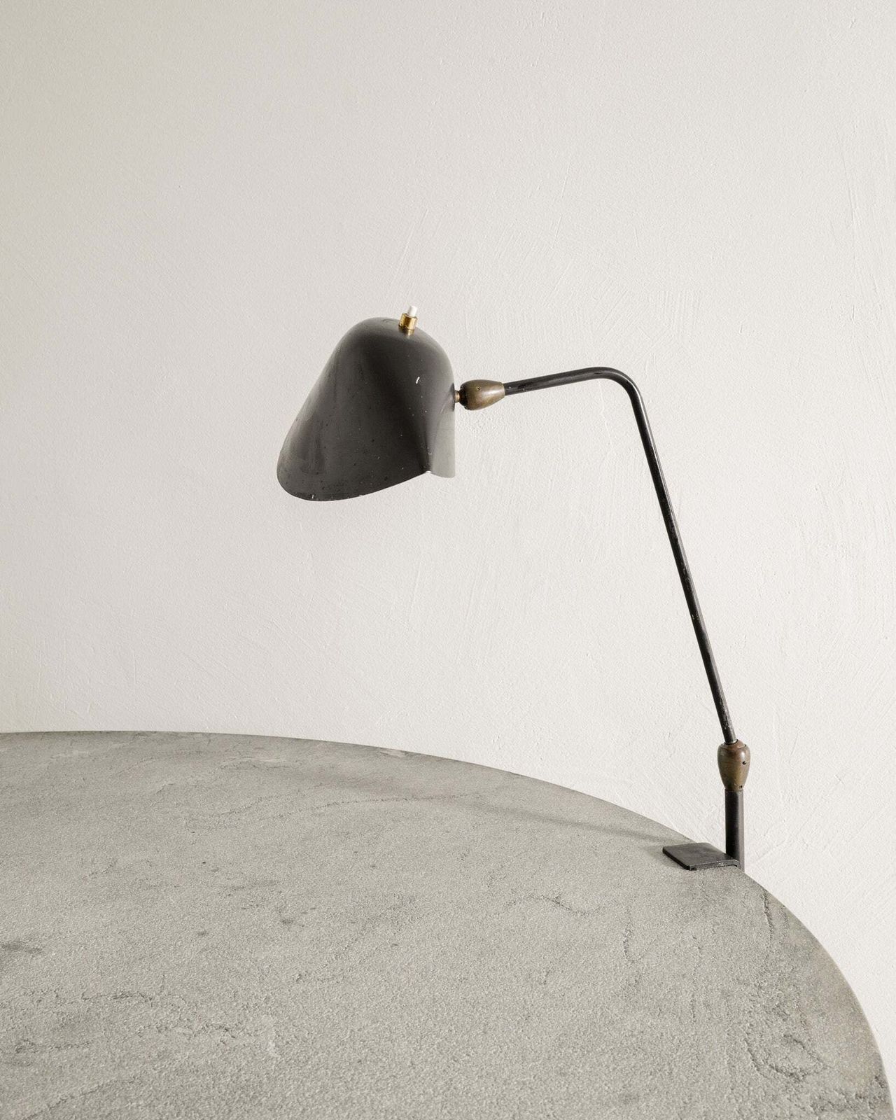 Original French Mid Century Black Agrafée Desk Clip Lamp Serge Mouille, 1950s