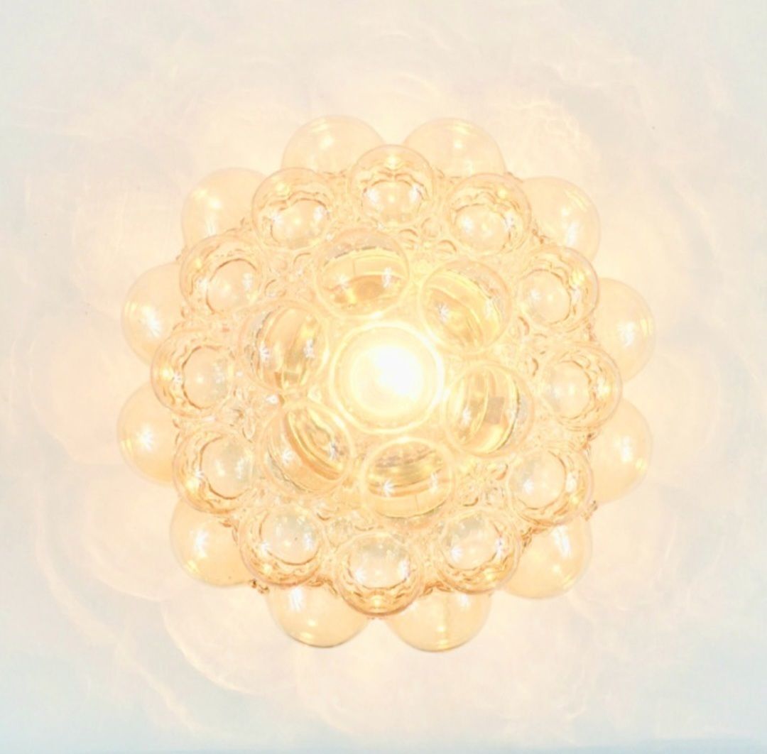 Large Mid Century Modern Amber Bubble Glass Ceiling Light By Helena Tynell For Limburg, Germany, 1970s photo vinterior