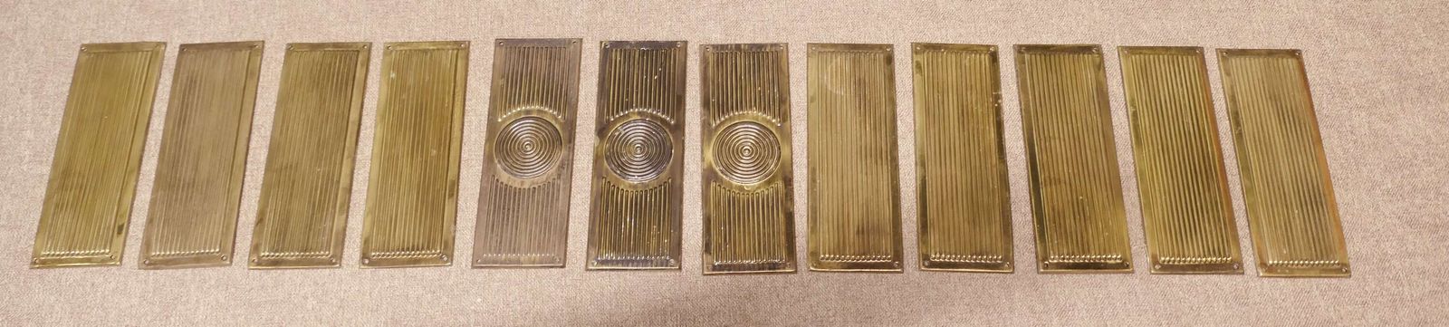A Large Set Of 12 Art Deco Brass Door Finger Plates photo furniture