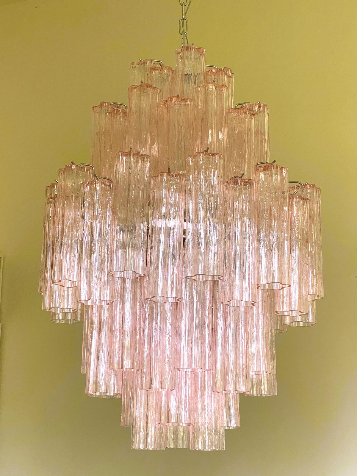 Contemporary Pink "Tronchi" Murano Glass Chandelier photo buy
