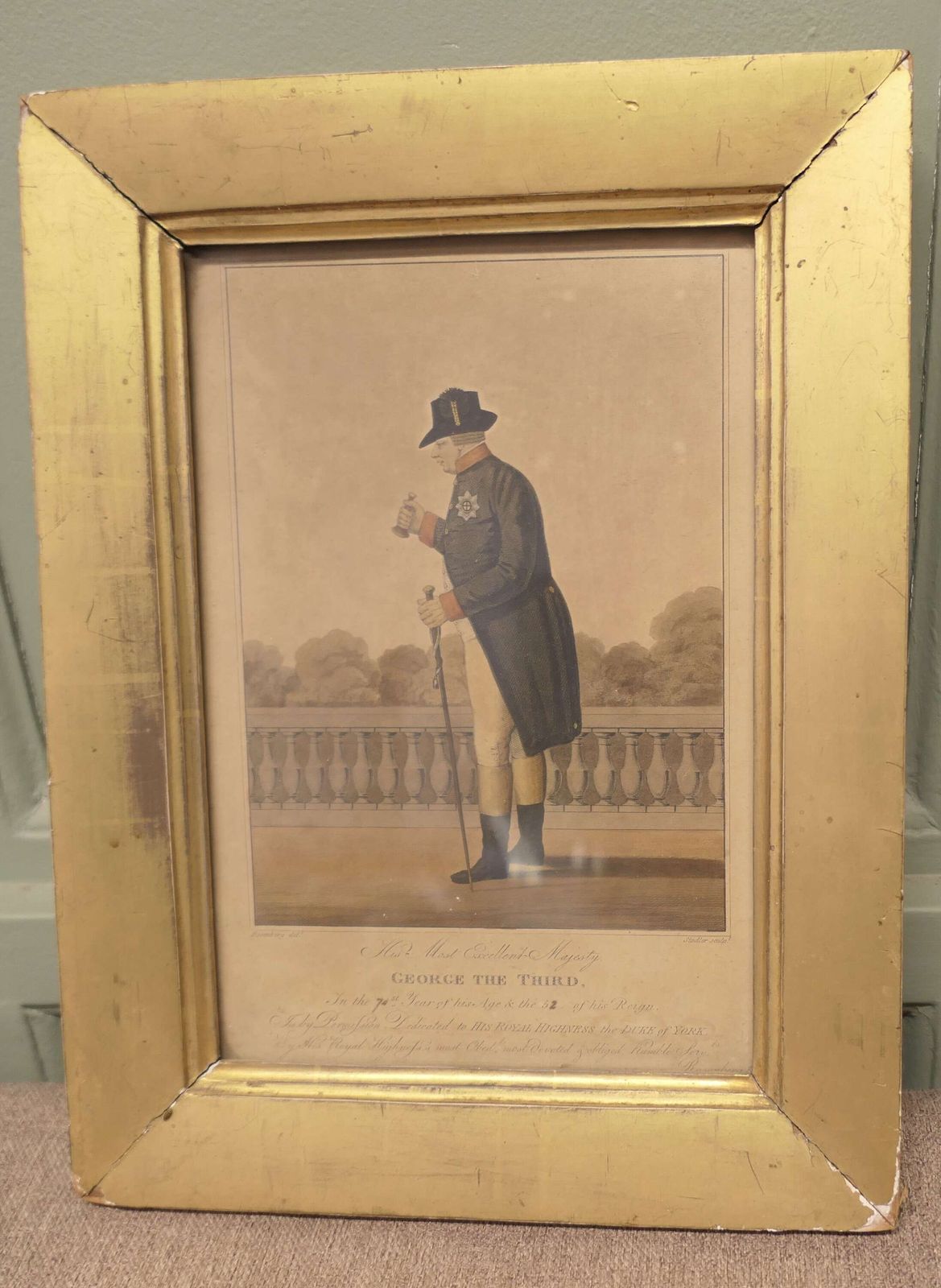 Early 19th Century Framed Print Of George III photo furniture