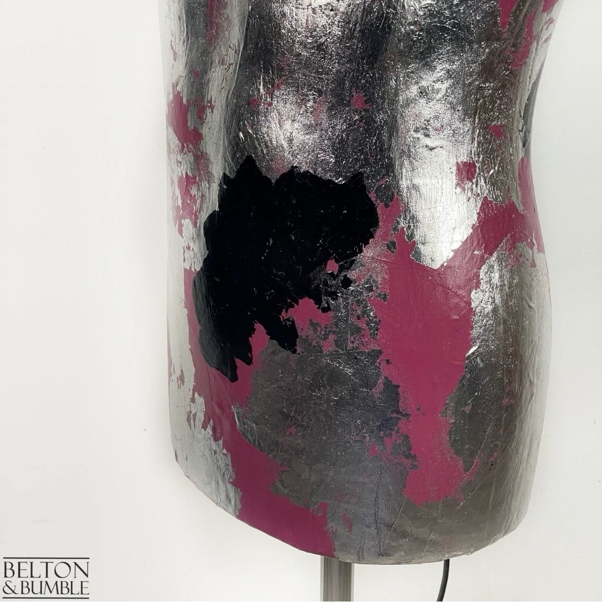 photo furniture Pink, Black And Silver Mannequin Floor Lamp With Stainless Steel Stand