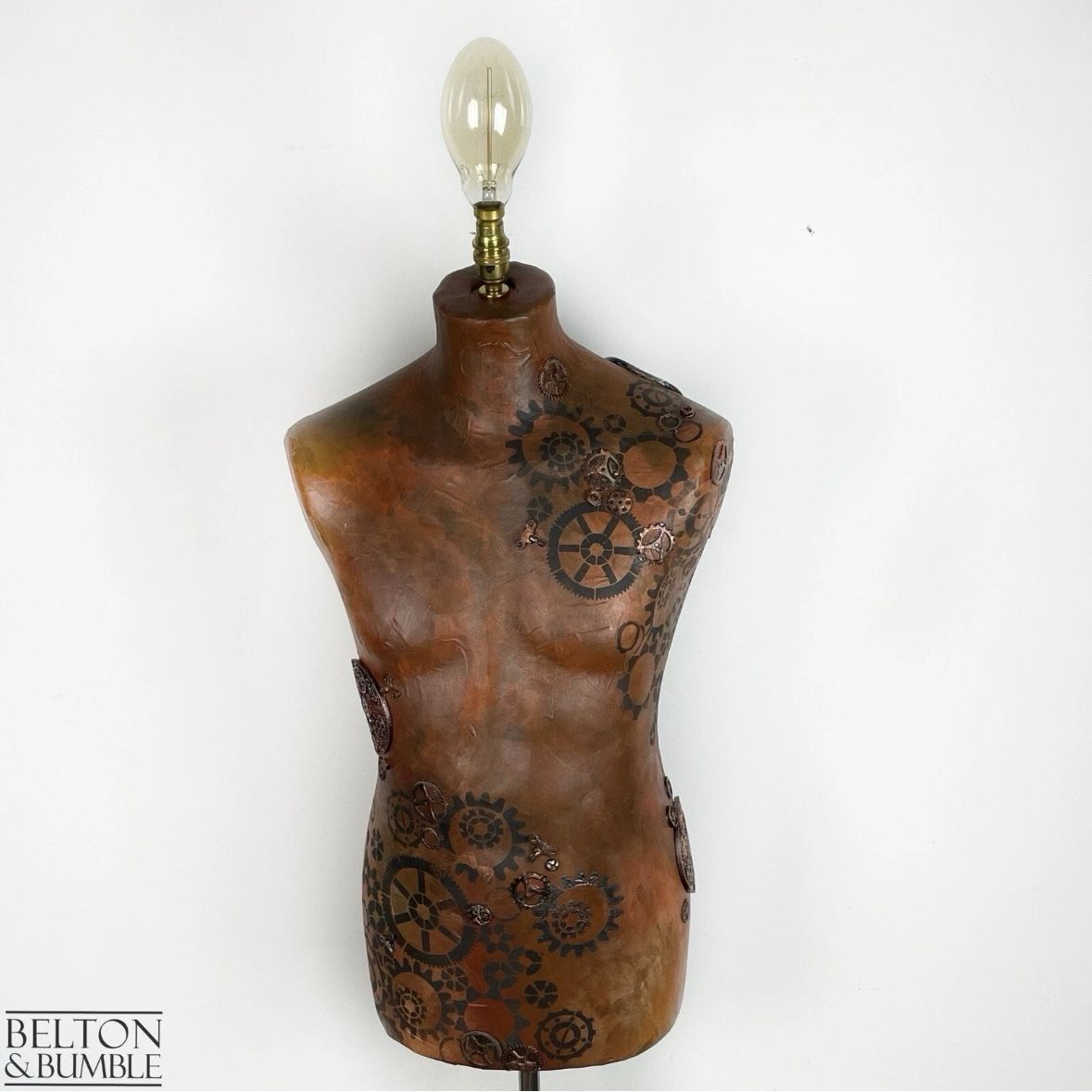 Steampunk Mannequin Floor Lamp With Black Wooden Stand photo vinterior