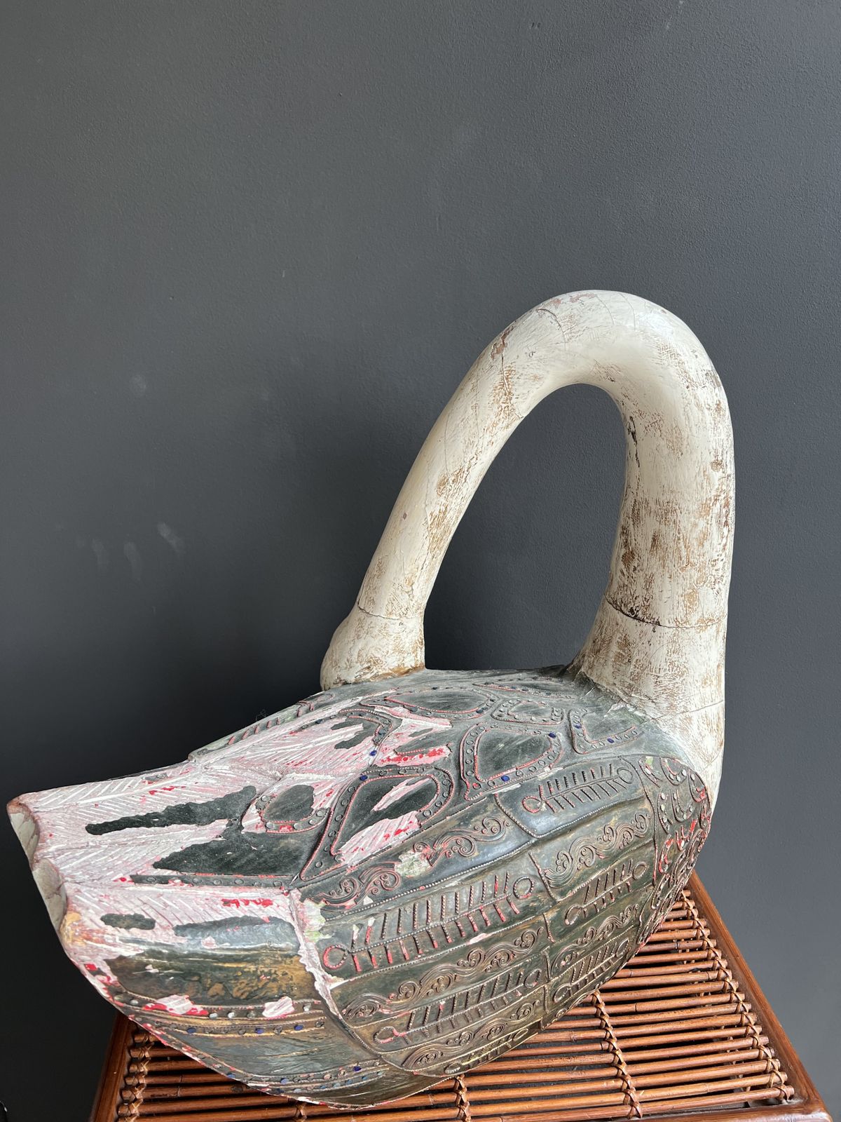 Vintage Wooden Swan Sculpture, Hand Carved, Chic Halloween Decor, Fairytale Wedding Centerpiece, Whimsical Maximalist Decor, Dark Academia photo buy