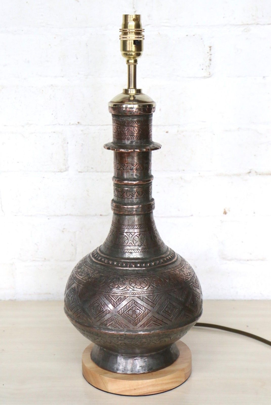 Table Lamp Antique Middle Eastern Copper Water Decanter Lamp Rustic Ethnic