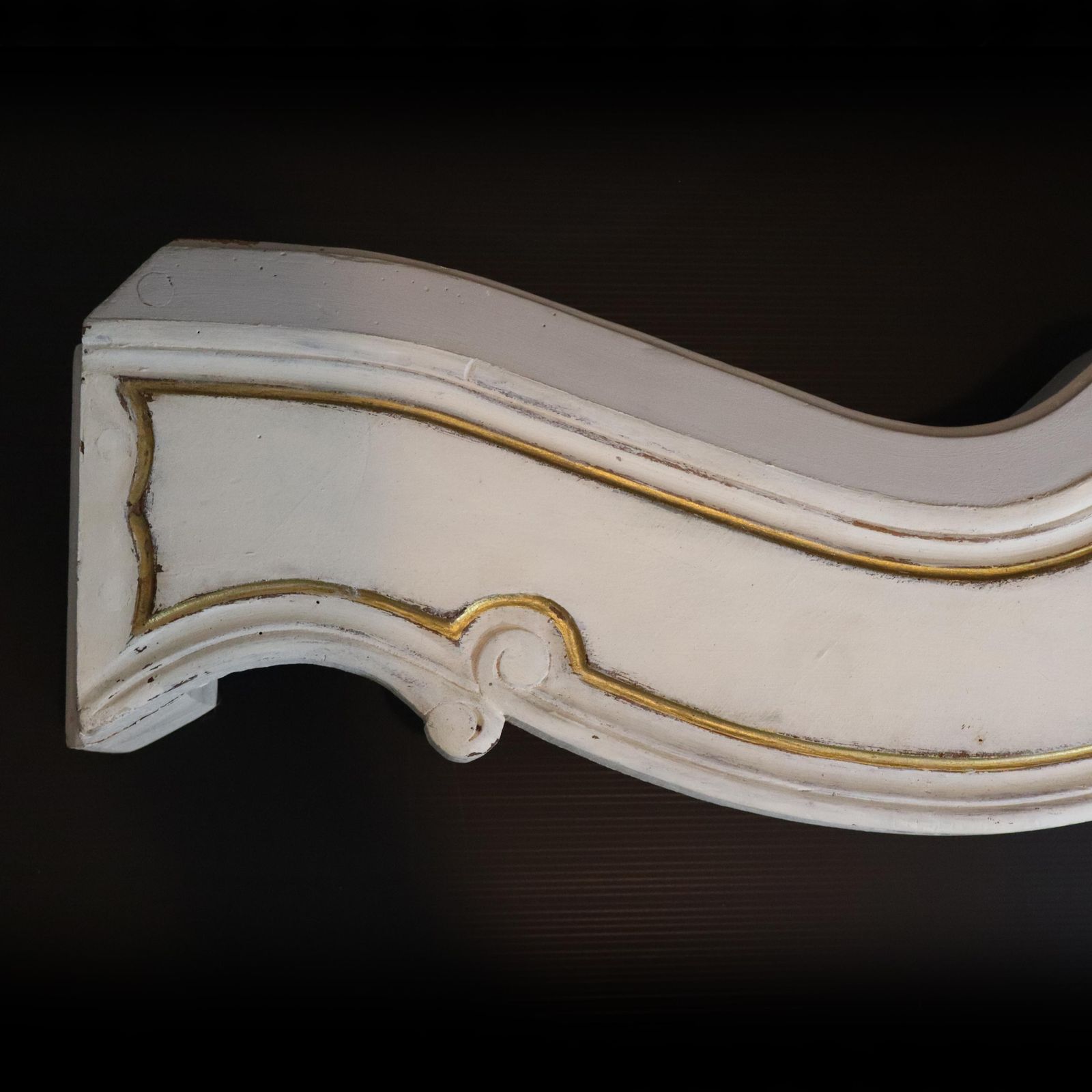 Antique French Wood Curtain Pelmet Large Giltwood Carved Window Valance White Gold Pediment photo Home Decor