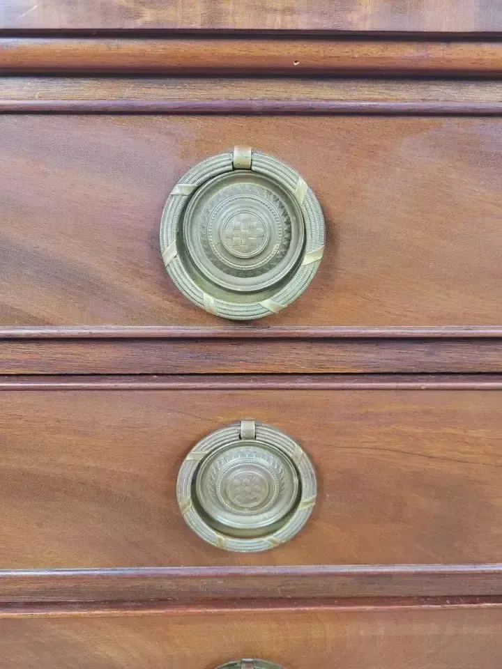 Regency Chest Of Drawers Brass Handles Mahogany Antique photo buy