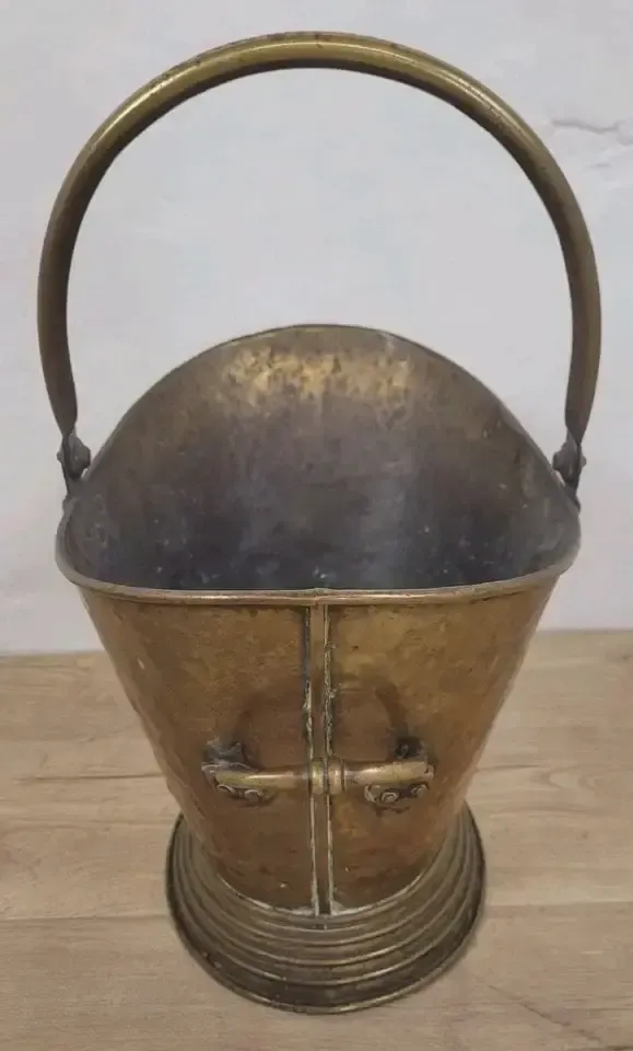 Home Fixtures Victorian Brass Coal Scuttle Bucket Shovel 19thc Antique photo