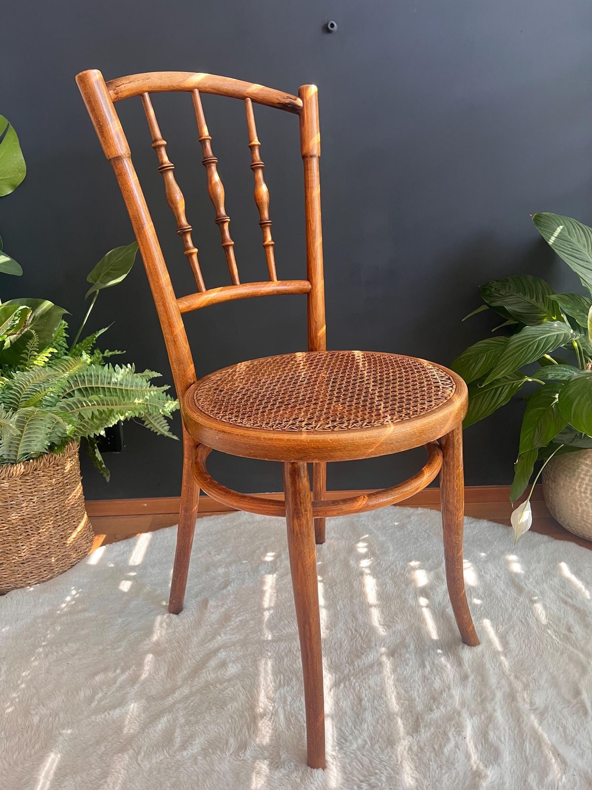 Rare Thonet No. 98 Bentwood Cane Chair | Authentic Vintage Bistro & Dining Seating | Bohemian Mcm Minimalist Accent photo for sale