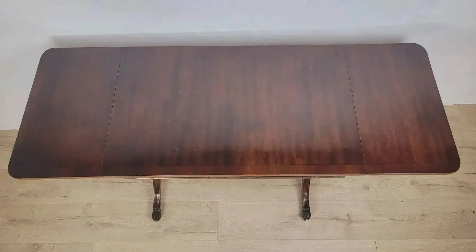 Drop Leaf Side Table Drawers Mahogany Castors Vintage 1940s photo Furniture