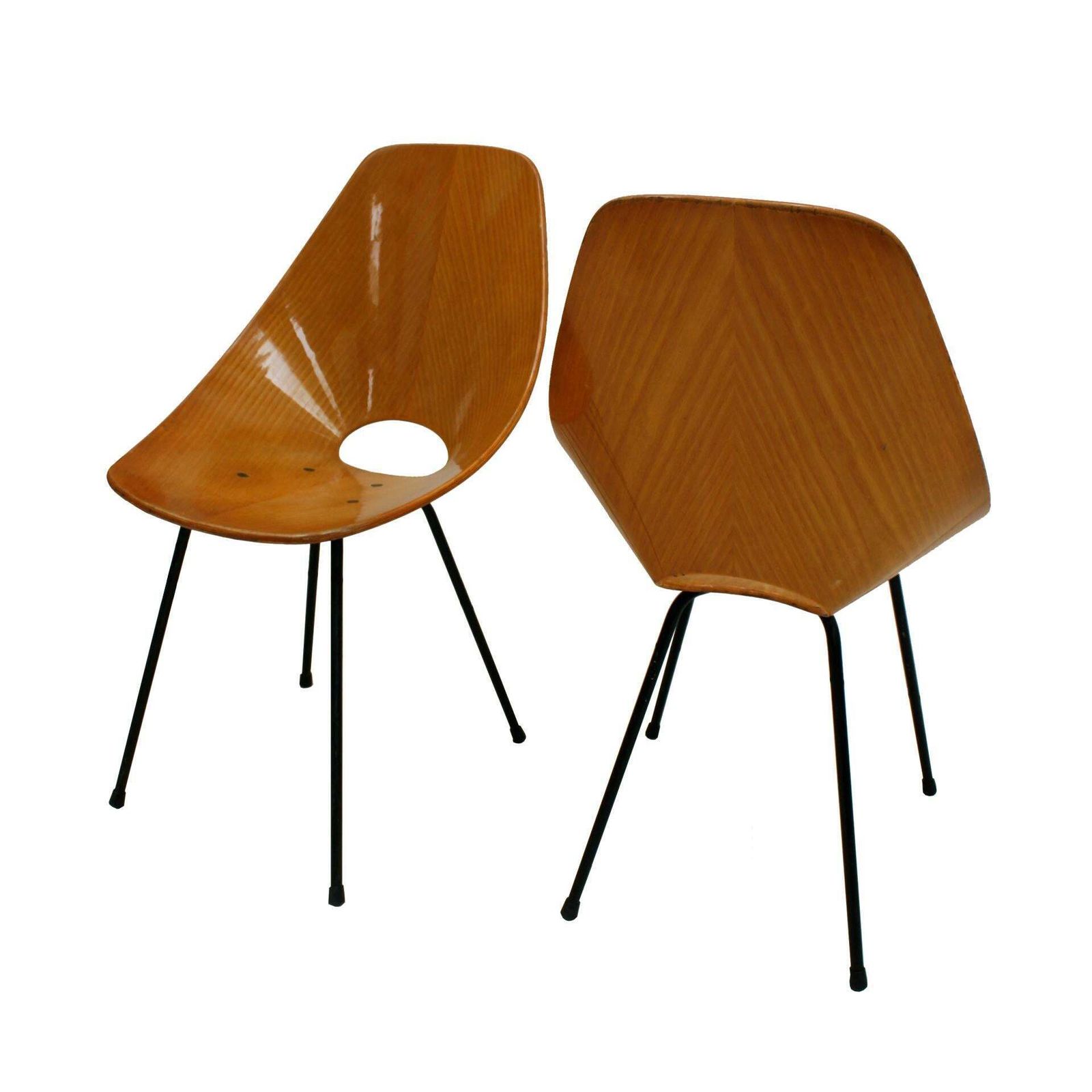 Vittorio Nobili Medea 1950s Italian Set Of Four Wooden Chairs photo for sale