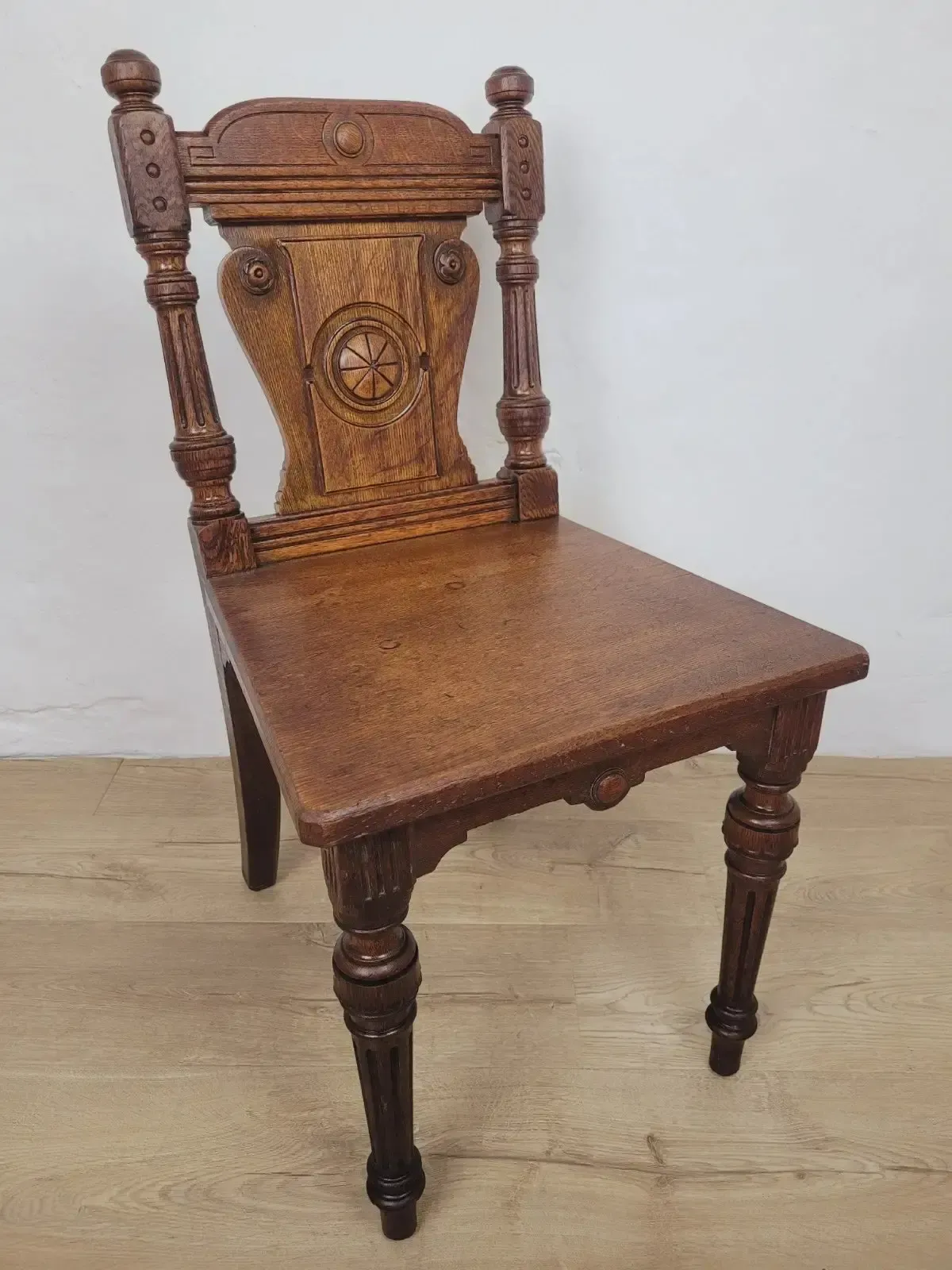 Victorian Hall Chair Oak Carved 19thc Antique English photo Furniture