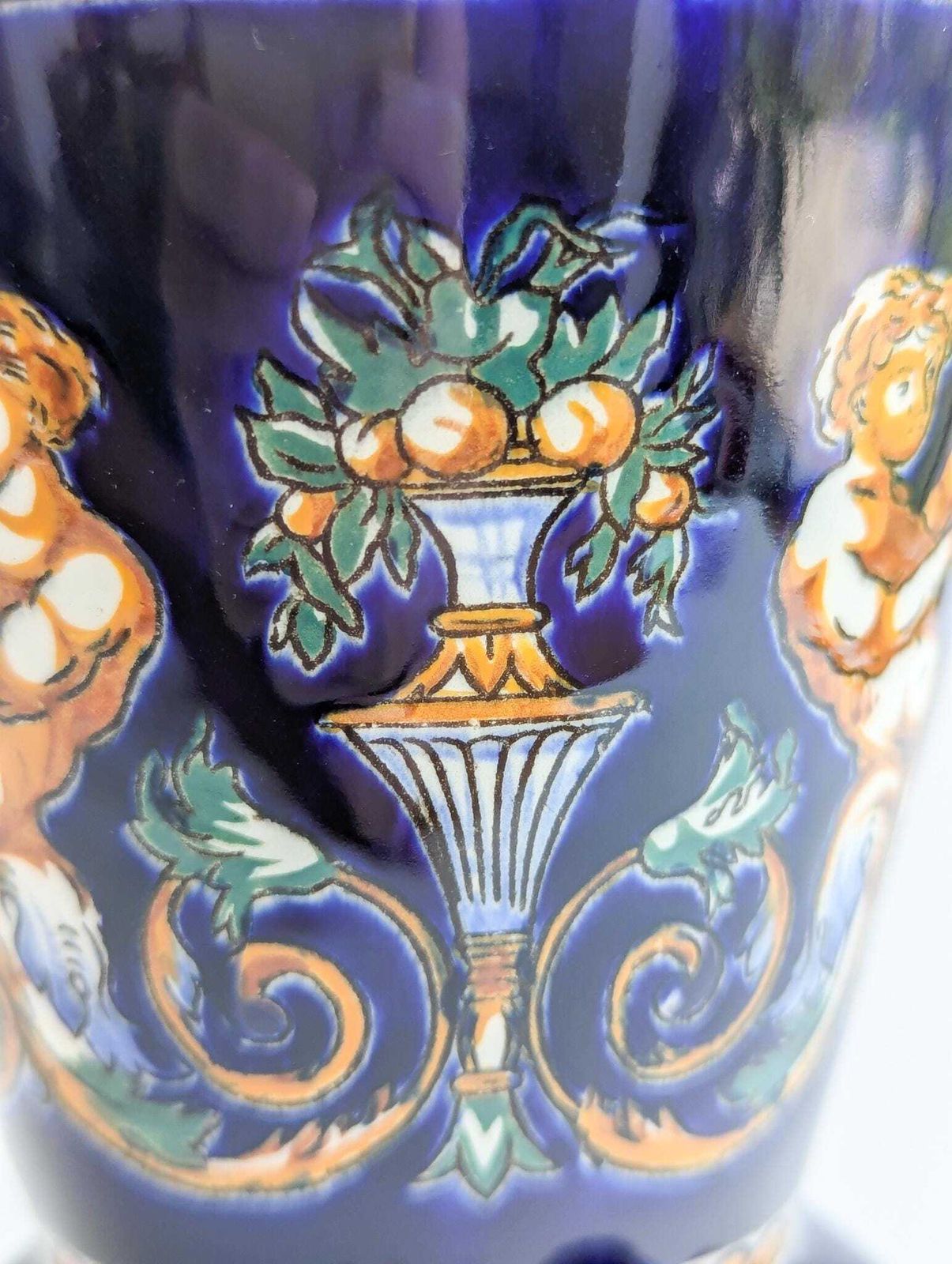 1960s Gien Faïence Vase, French Renaissance Style Vase And Matching Tray photo Home Decor