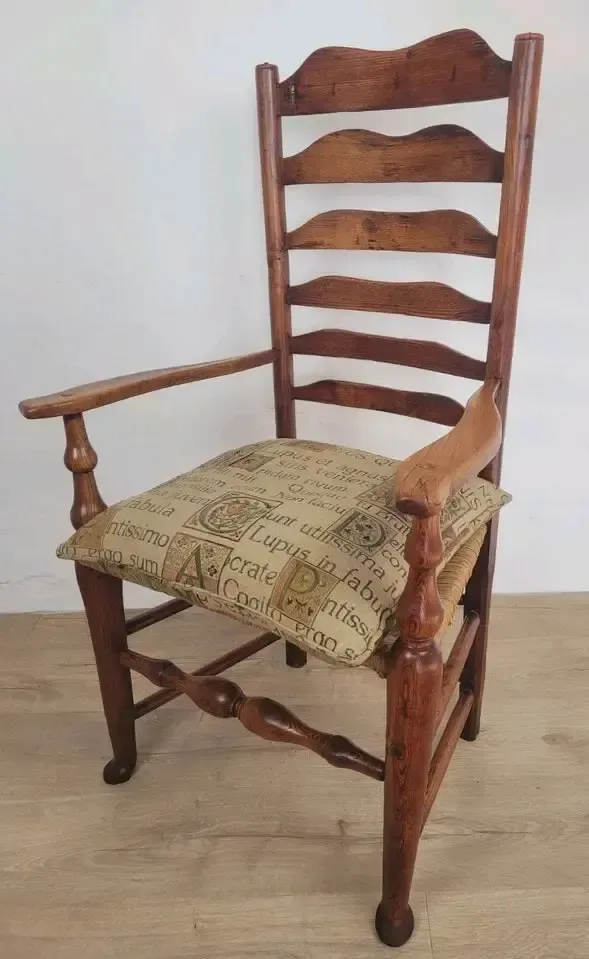 Ladderback Armchair Elm 19th Century Country Rush Seat Antique photo Furniture