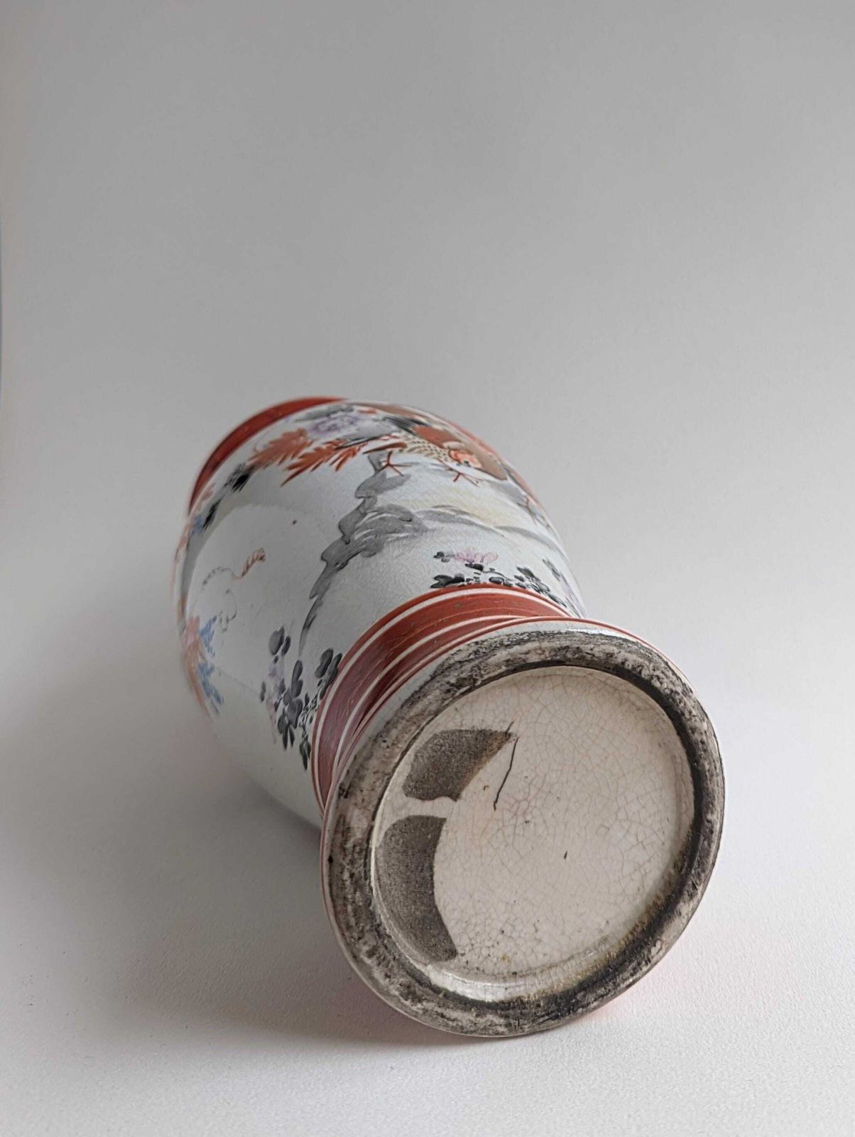19th Century Red Japanese Meiji Kutani Vase, Hand Painted Gilt Porcelain photo buy